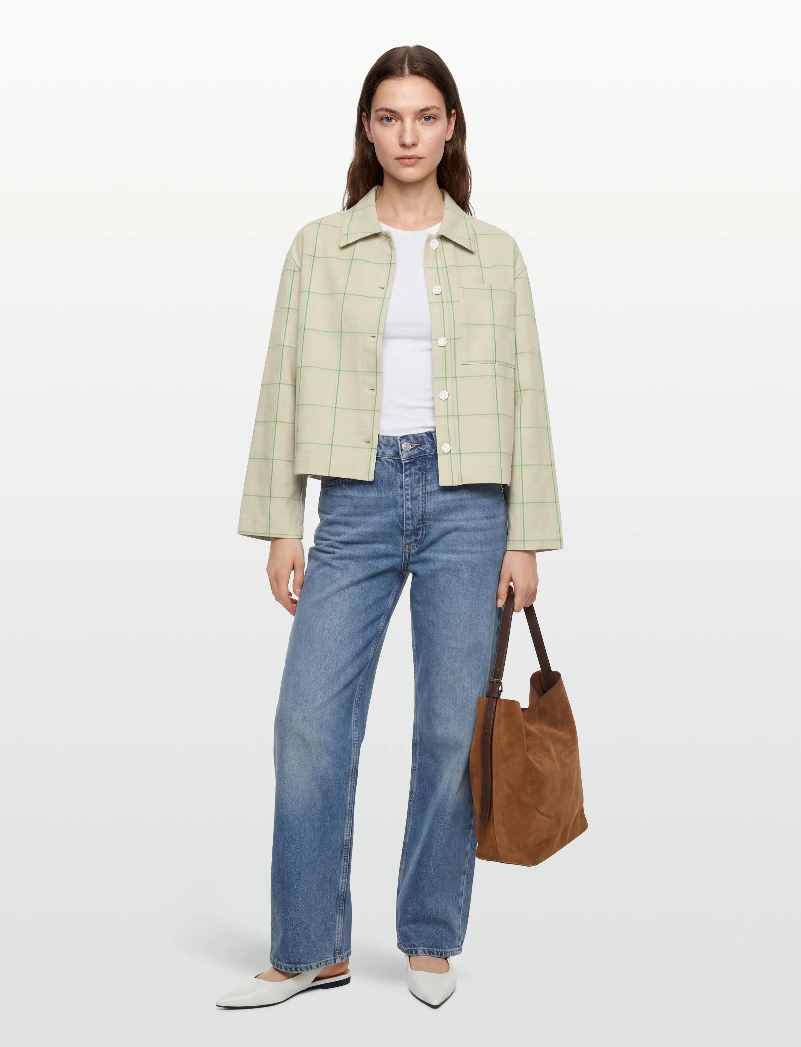 Stella Nova Checked Shirt, 34, Cream, Skjorter > Langærmede, Dame