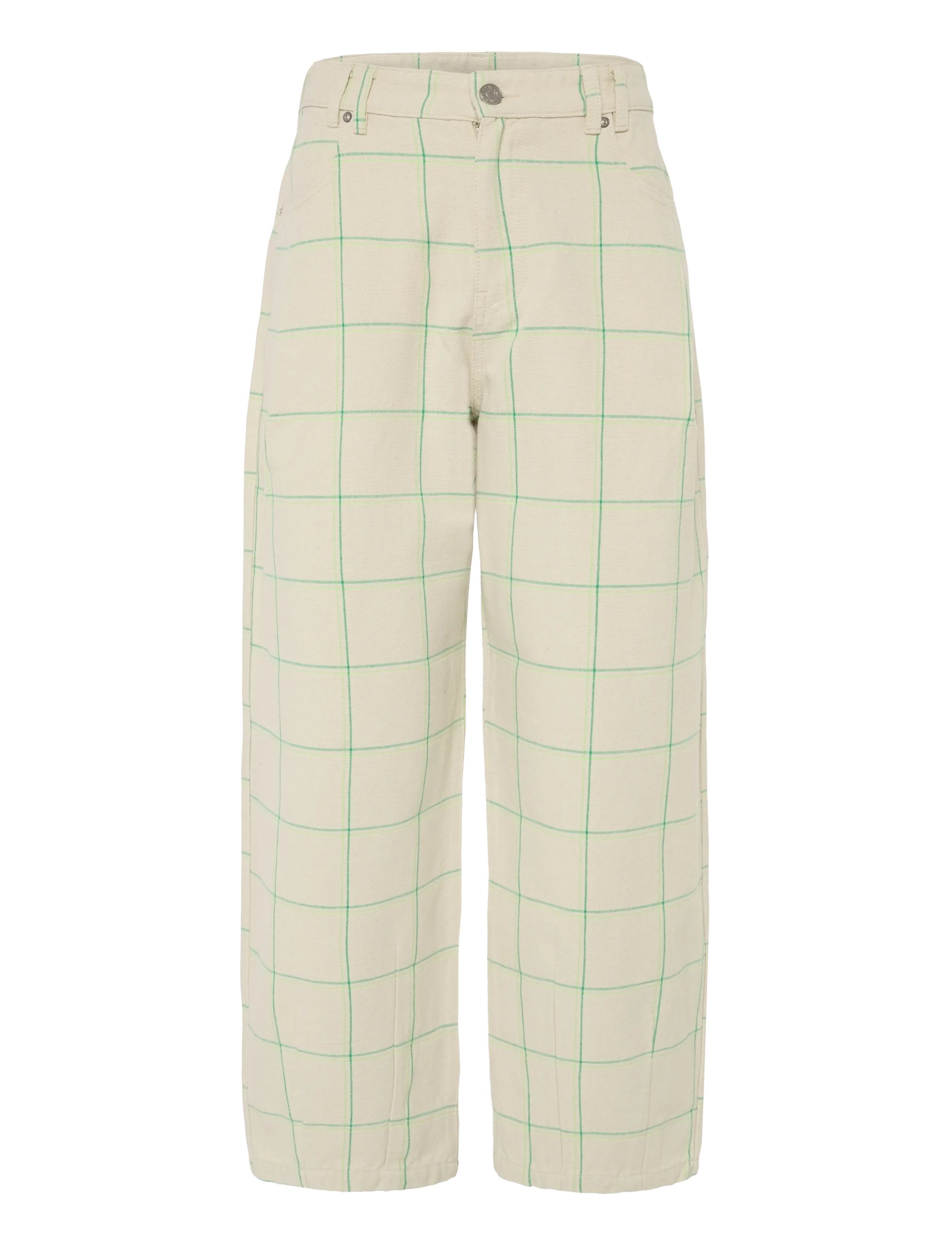 Stella Nova Checked Baggy Low-Waist Pants, 36, Cream, Jeans > Barrel Jeans, Dame