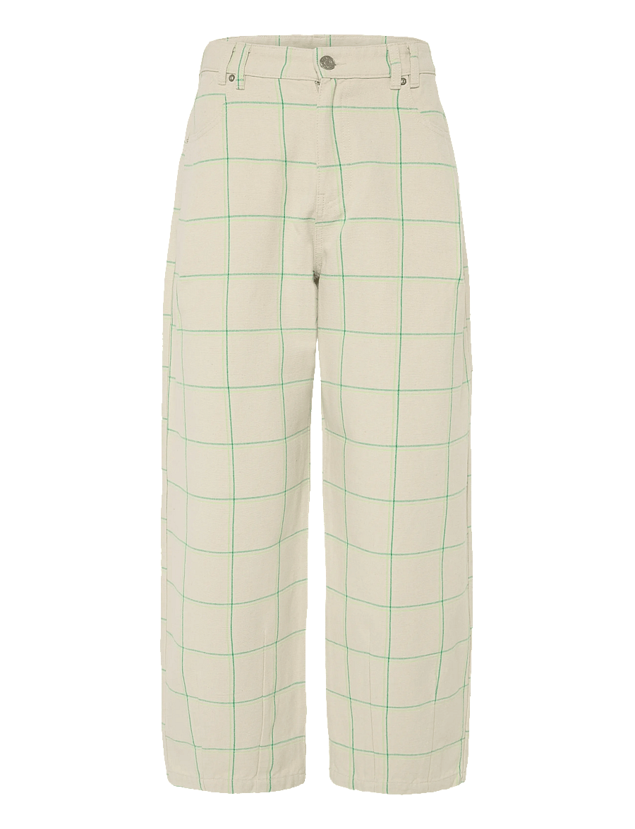 Stella Nova - Checked Baggy Low-Waist Pants - creme check - 0