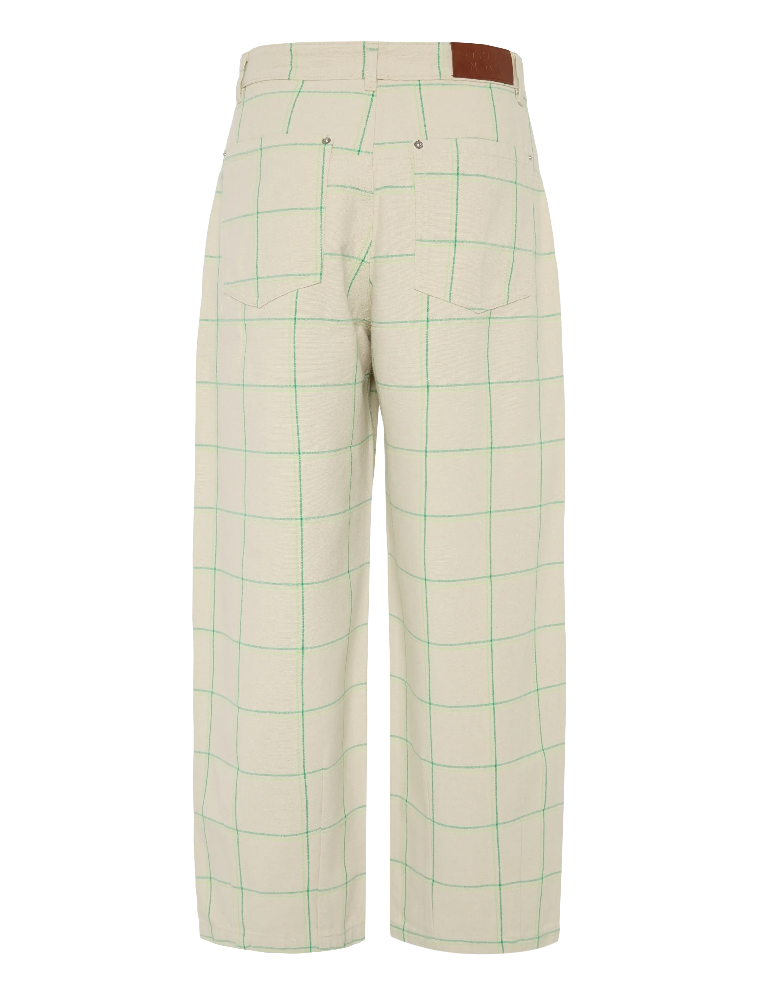 Stella Nova - Checked Baggy Low-Waist Pants - creme check - 1