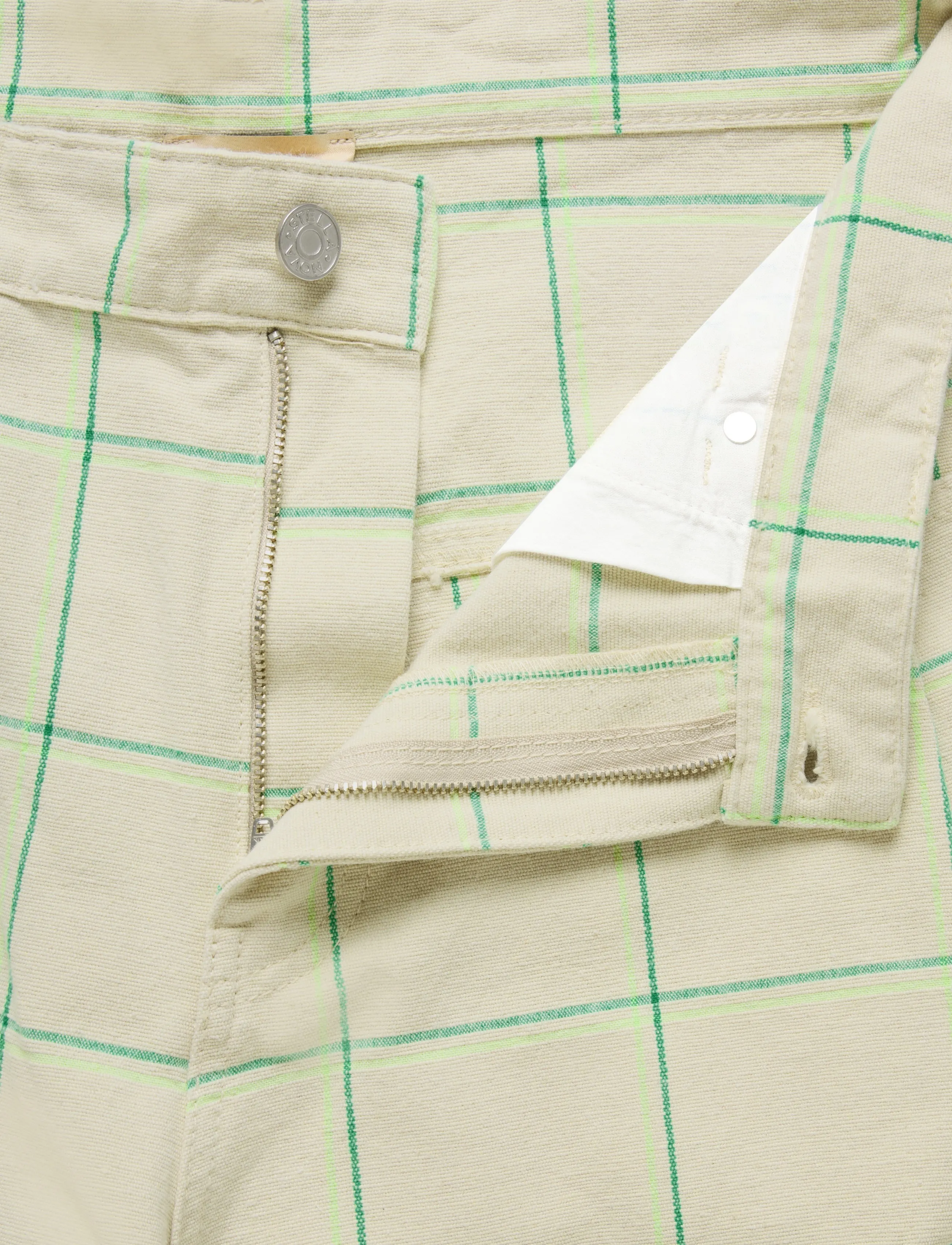 Stella Nova - Checked Baggy Low-Waist Pants - creme check - 2