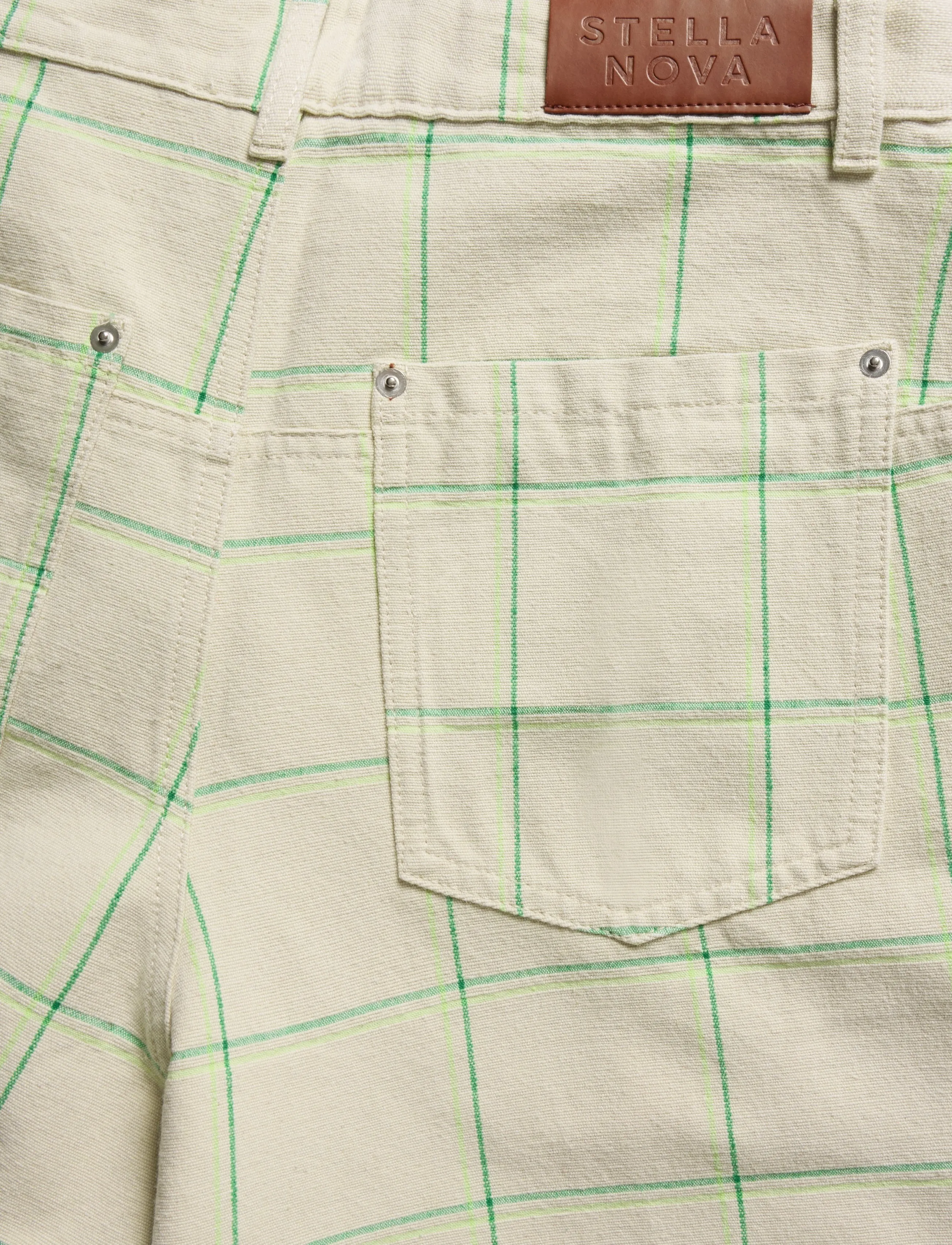 Stella Nova - Checked Baggy Low-Waist Pants - creme check - 4