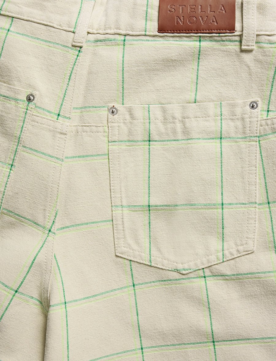Stella Nova - Checked Baggy Low-Waist Pants - creme check - 4