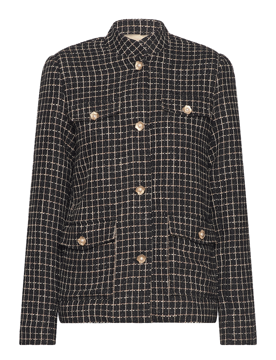 Stella Nova - Checked bouclé jacket - bouclés stiilis jakid - black/white check - 1