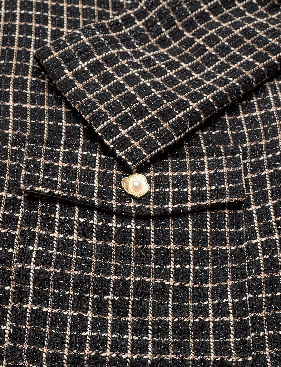 Stella Nova - Checked bouclé jacket - bouclés stiilis jakid - black/white check - 5