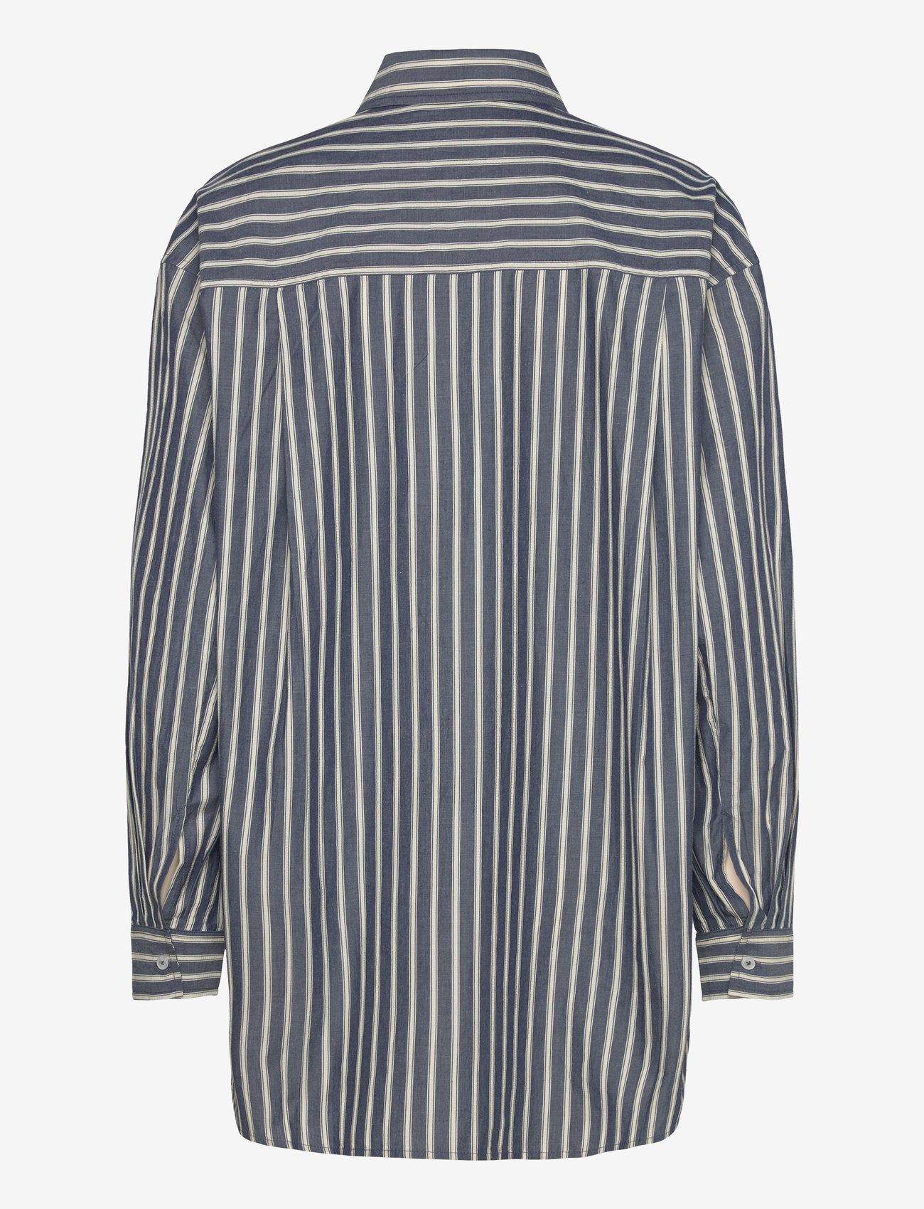 Stella Nova - Oversized striped cotton shirt - langærmede skjorter - blue stripes - 1