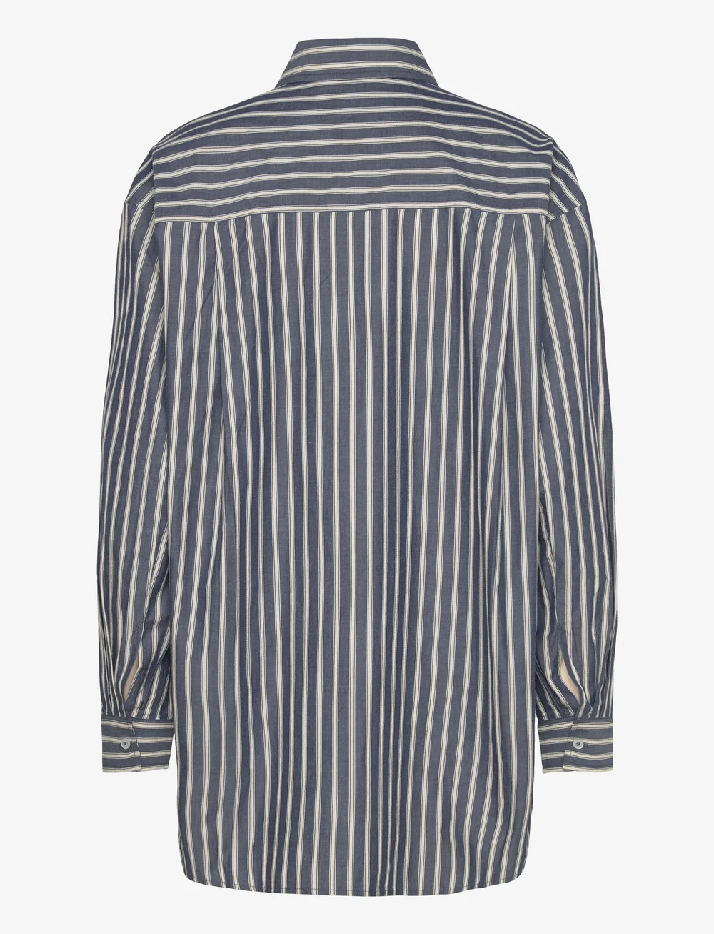 Stella Nova - Oversized striped cotton shirt - långärmade skjortor - blue stripes - 1
