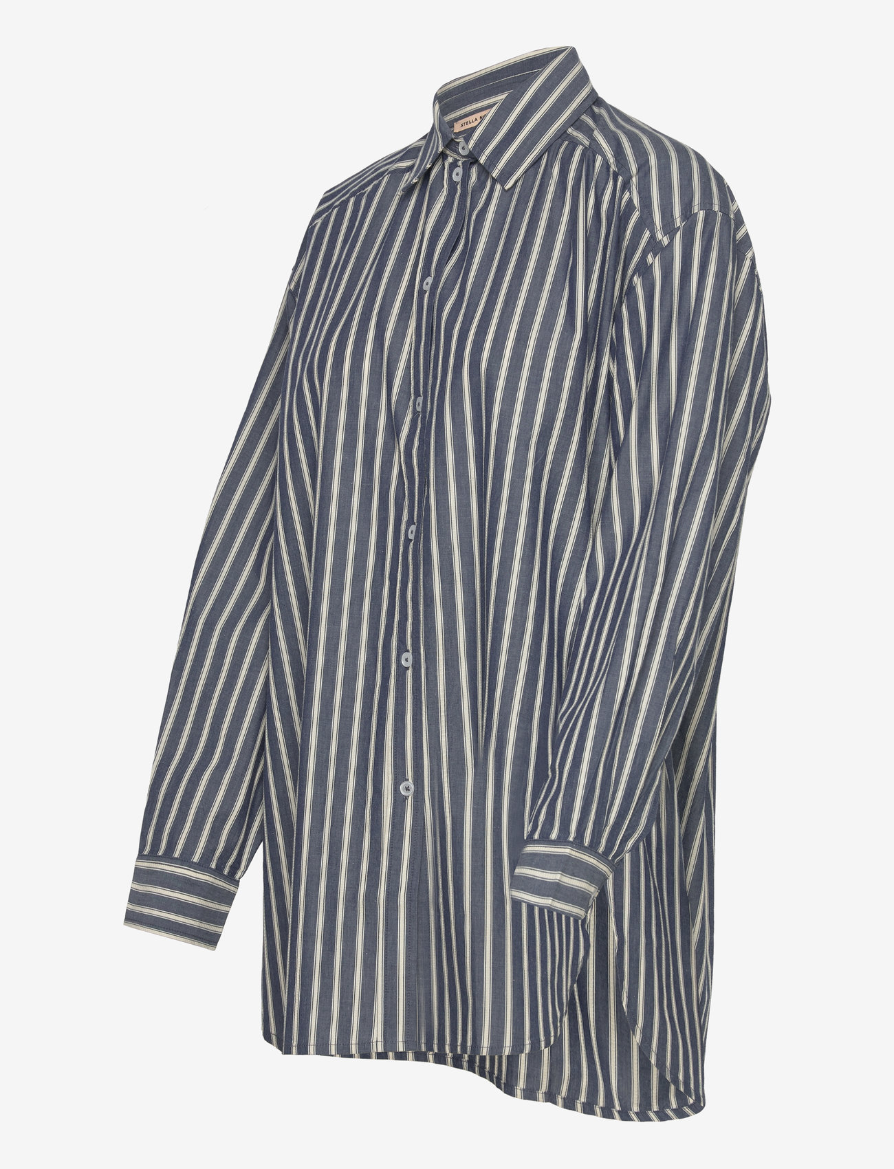 Stella Nova - Oversized striped cotton shirt - langærmede skjorter - blue stripes - 2