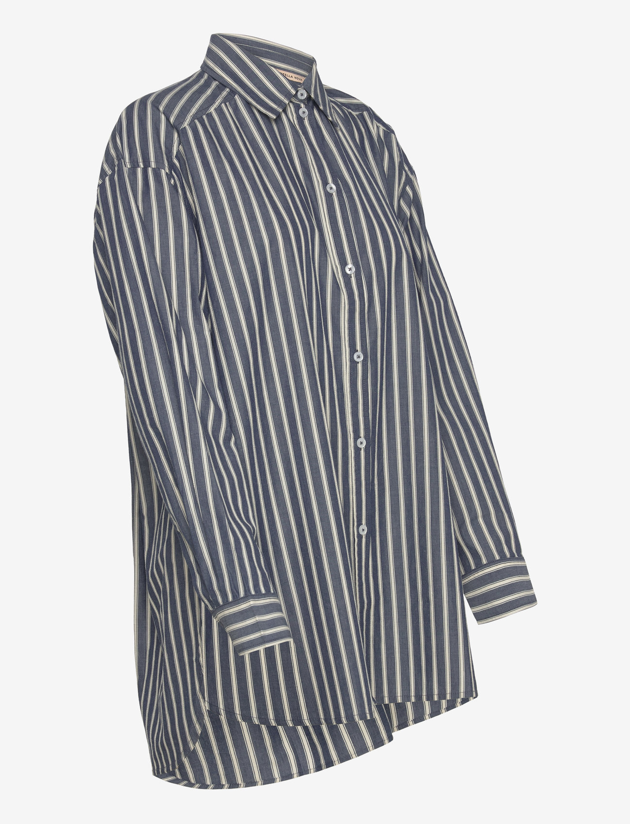 Stella Nova - Oversized striped cotton shirt - langærmede skjorter - blue stripes - 3