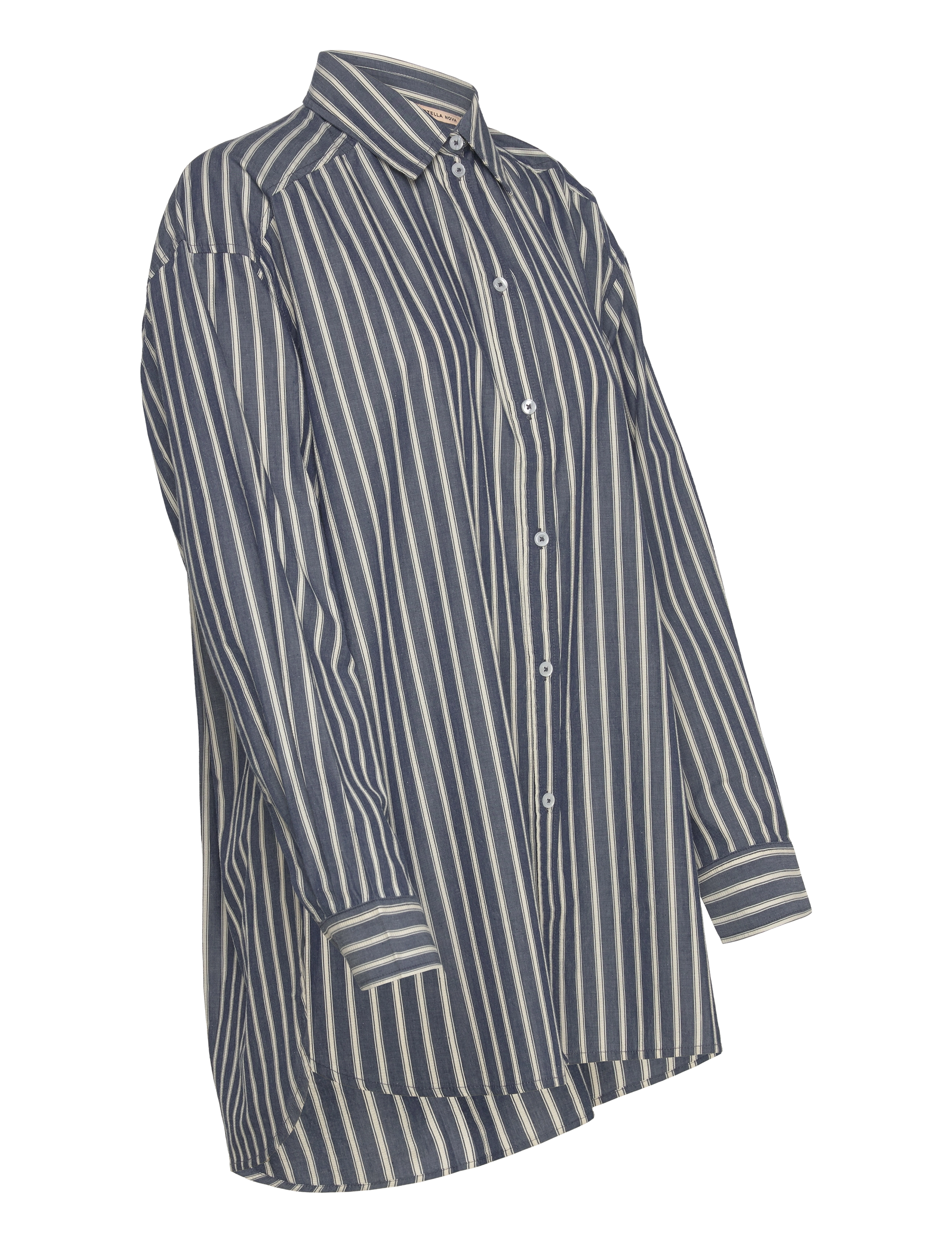 Stella Nova - Oversized striped cotton shirt - marškiniai ilgomis rankovėmis - blue stripes - 3