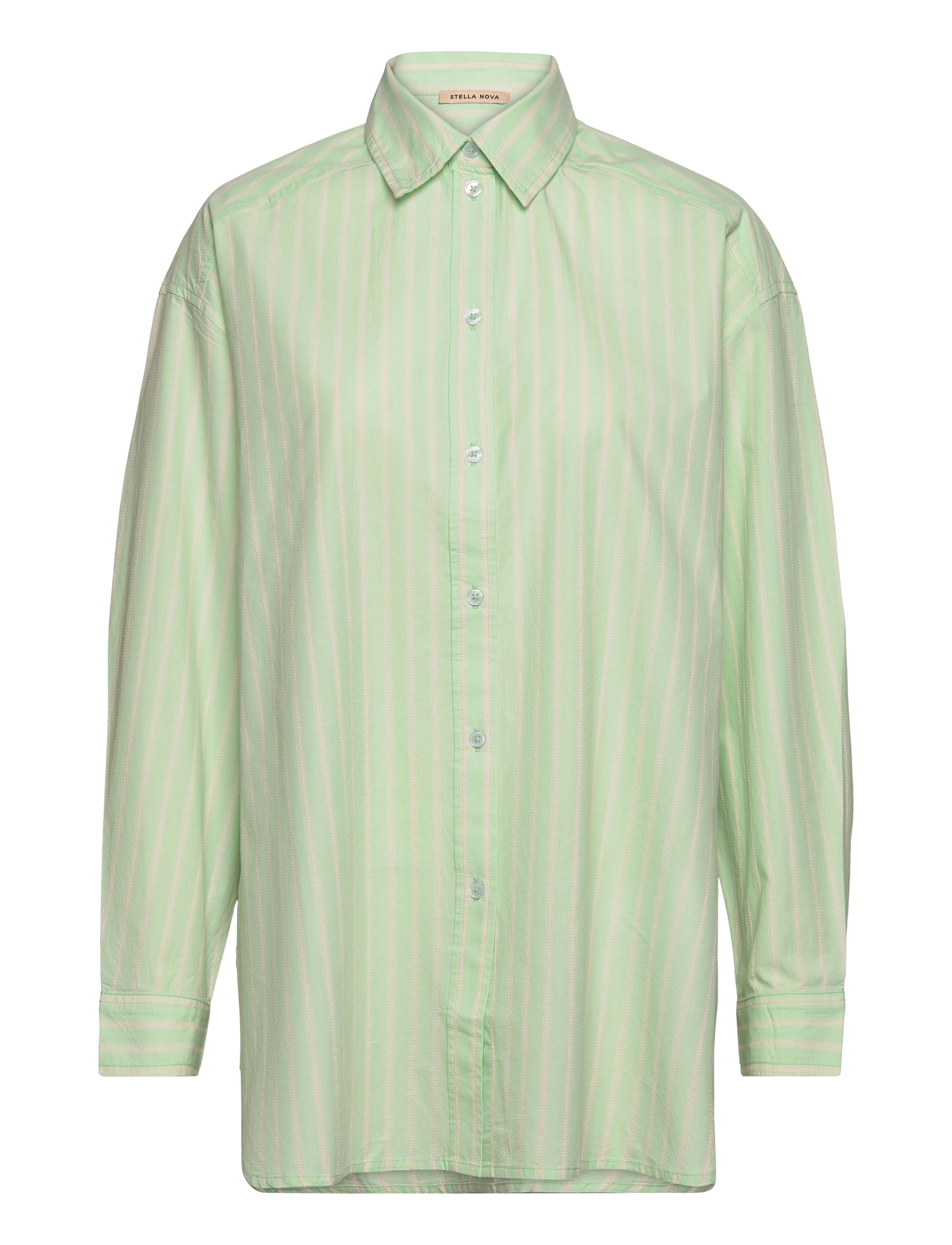 Stella Nova Oversized striped cotton shirt - Kleidung - MINT TEA / green