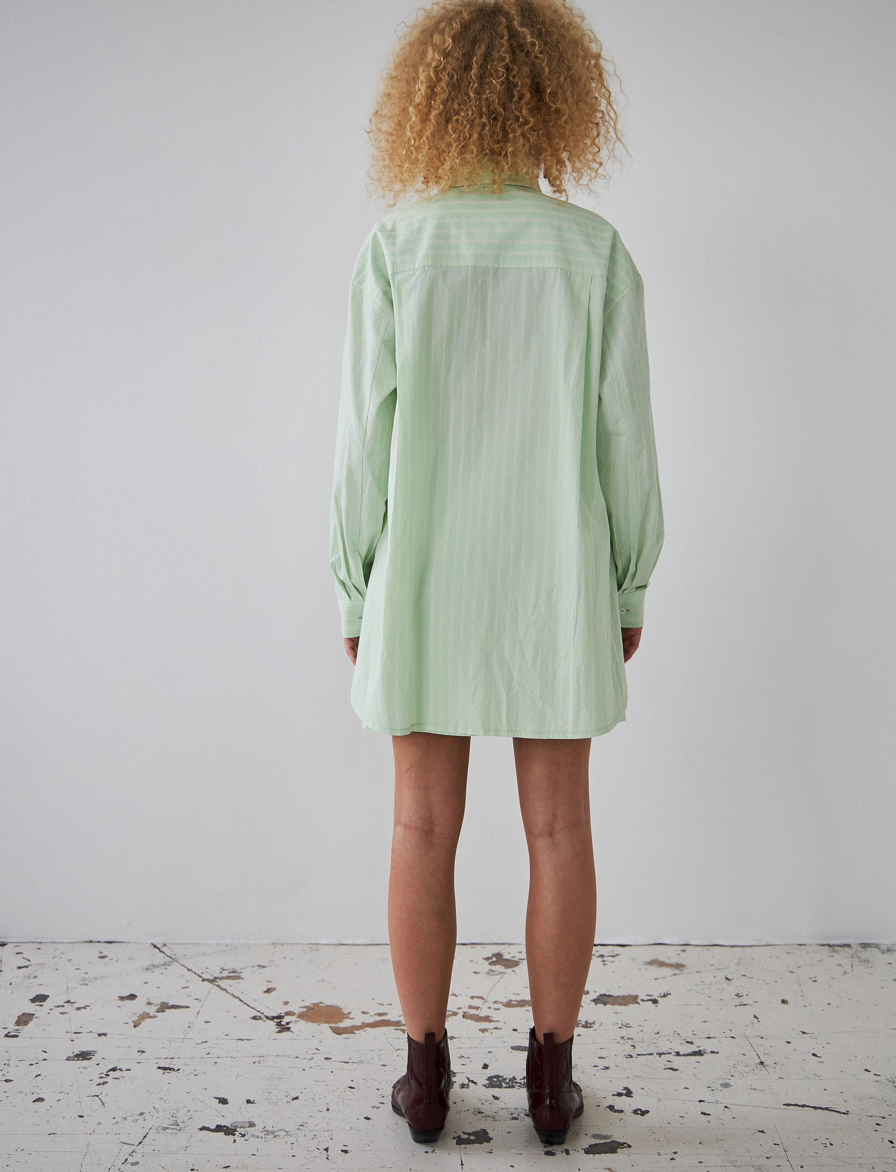 Stella Nova - Oversized striped cotton shirt - langærmede skjorter - mint tea - 5