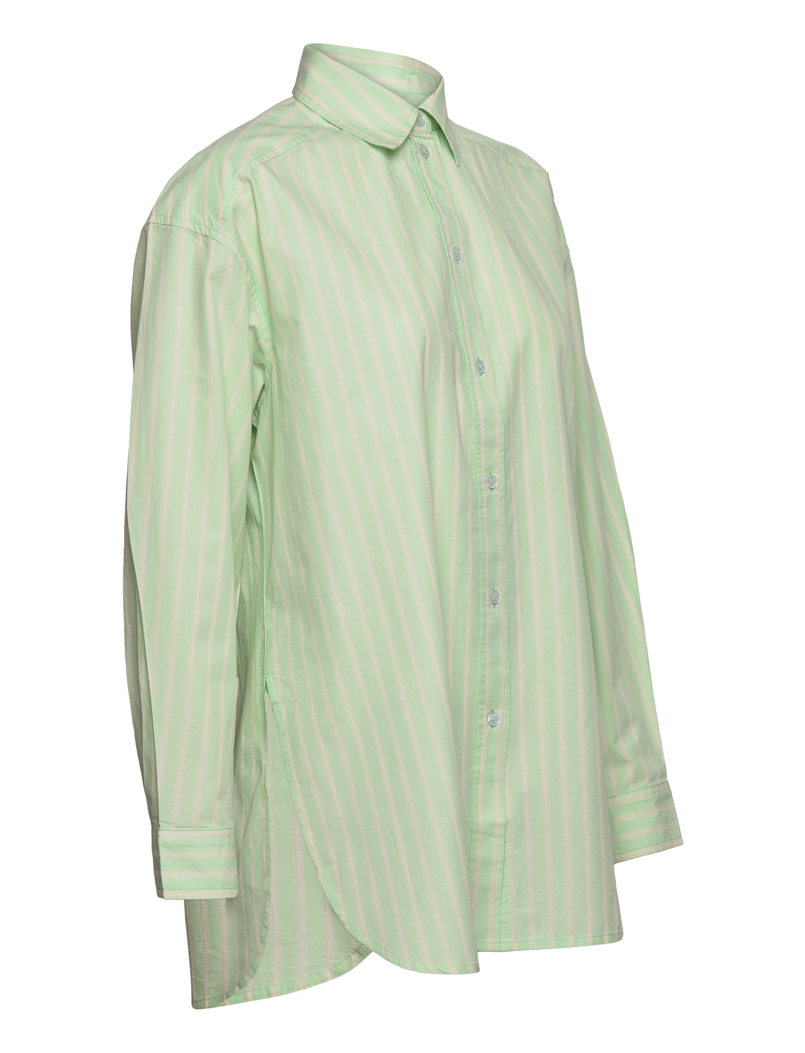Stella Nova - Oversized striped cotton shirt - langærmede skjorter - mint tea - 3