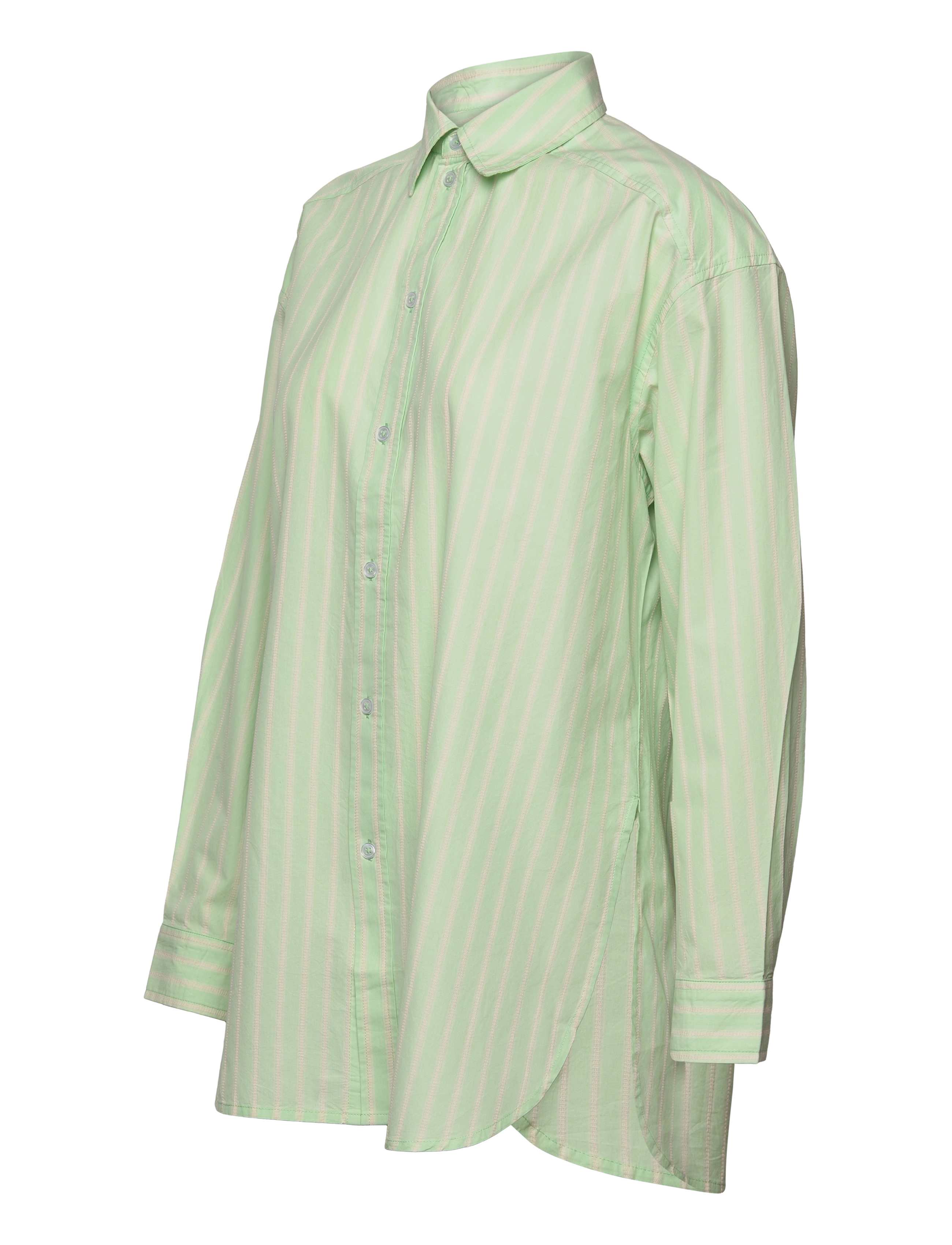 Stella Nova - Oversized striped cotton shirt - langærmede skjorter - mint tea - 4