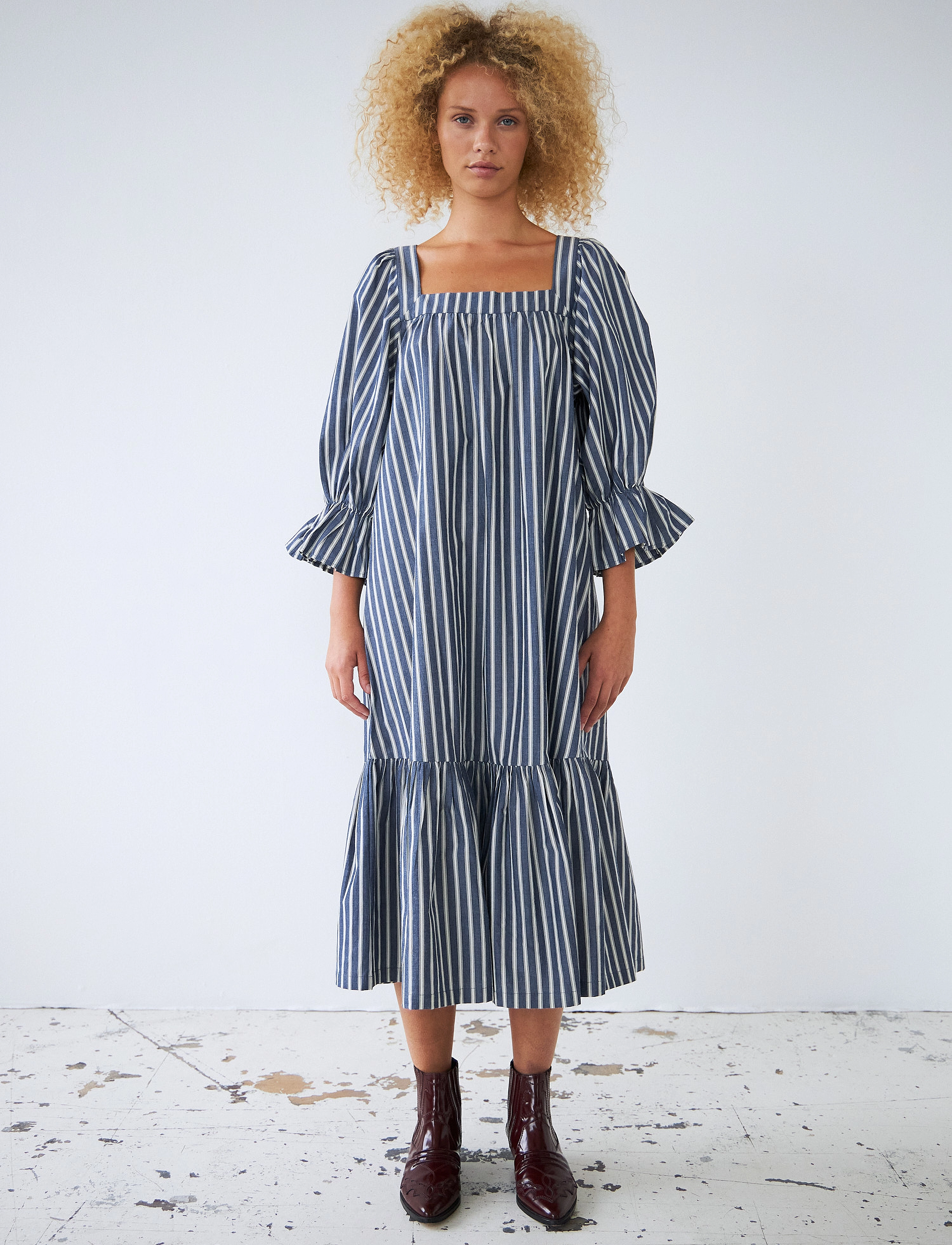 Stella Nova Striped Midi Dress, 34, Dresses, Blau - Knee-length & Midi, Frauen