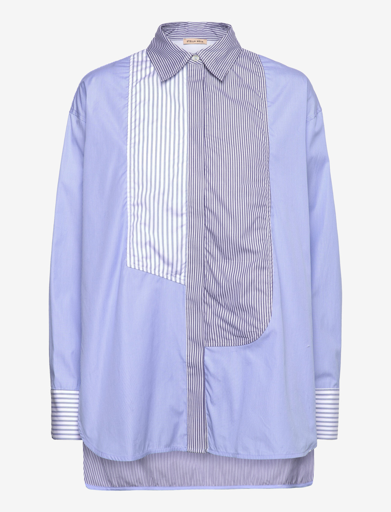 Stella Nova - Combined cotton stripe shirt - langärmlige hemden - blue stripes - 0