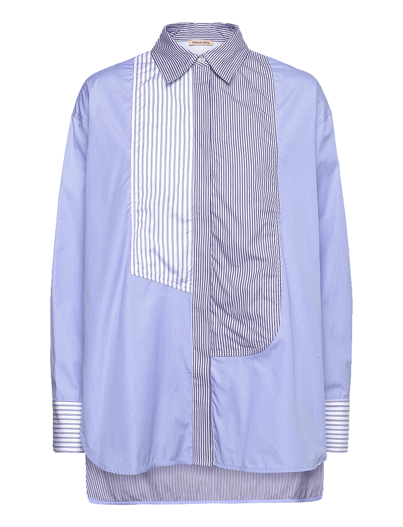Stella Nova - Combined cotton stripe shirt - langärmlige hemden - blue stripes - 0