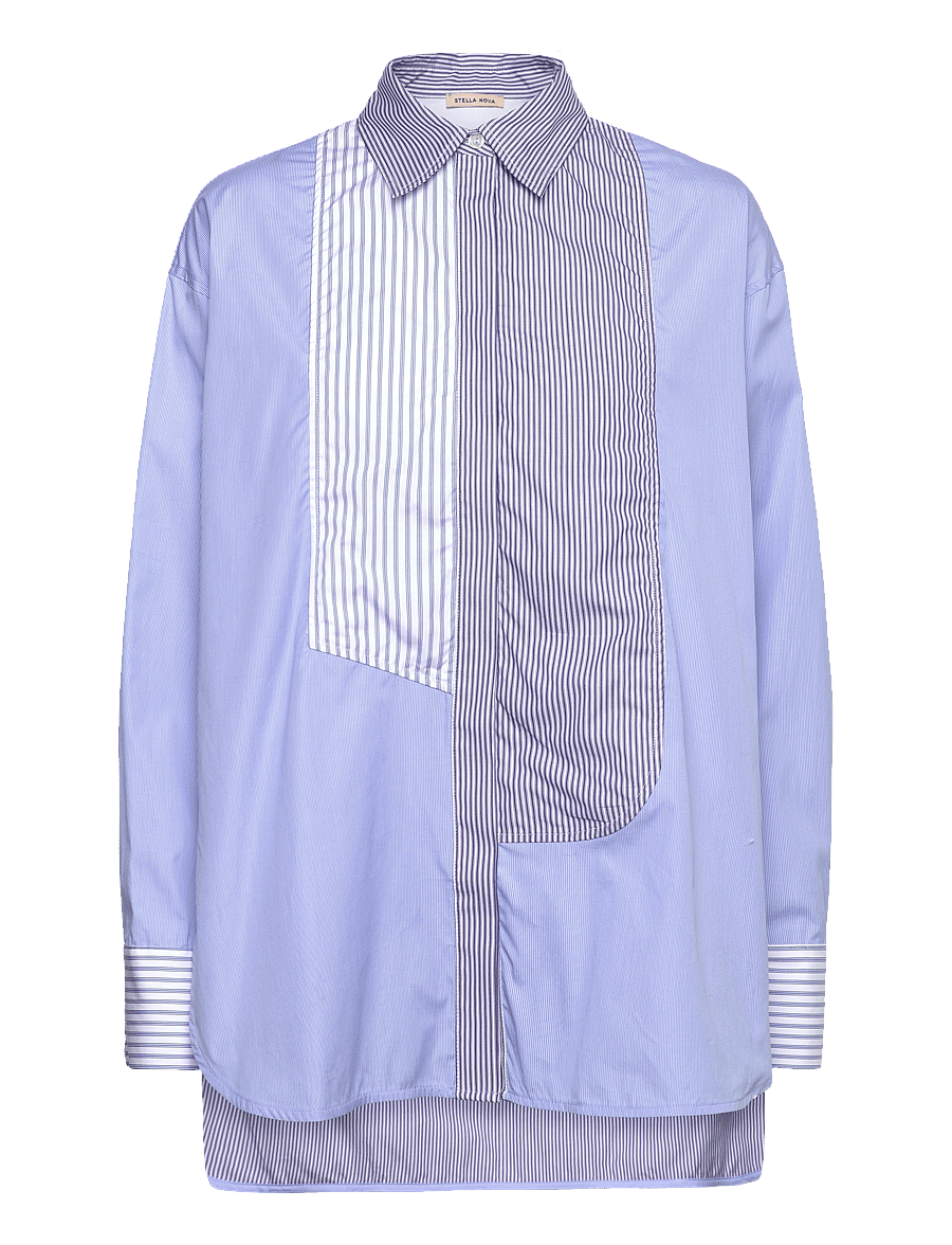 Stella Nova - Combined cotton stripe shirt - marškiniai ilgomis rankovėmis - blue stripes - 0