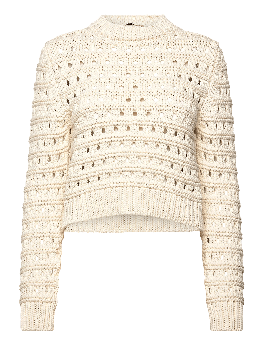 Stella Nova - Cotton Stitch Sweater - stickade tröjor - creme - 1