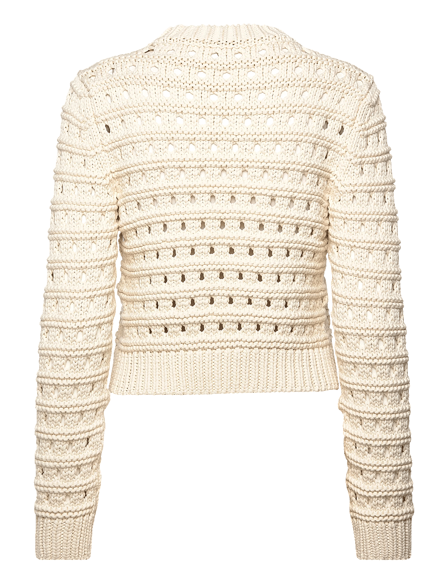 Stella Nova - Cotton Stitch Sweater - stickade tröjor - creme - 2