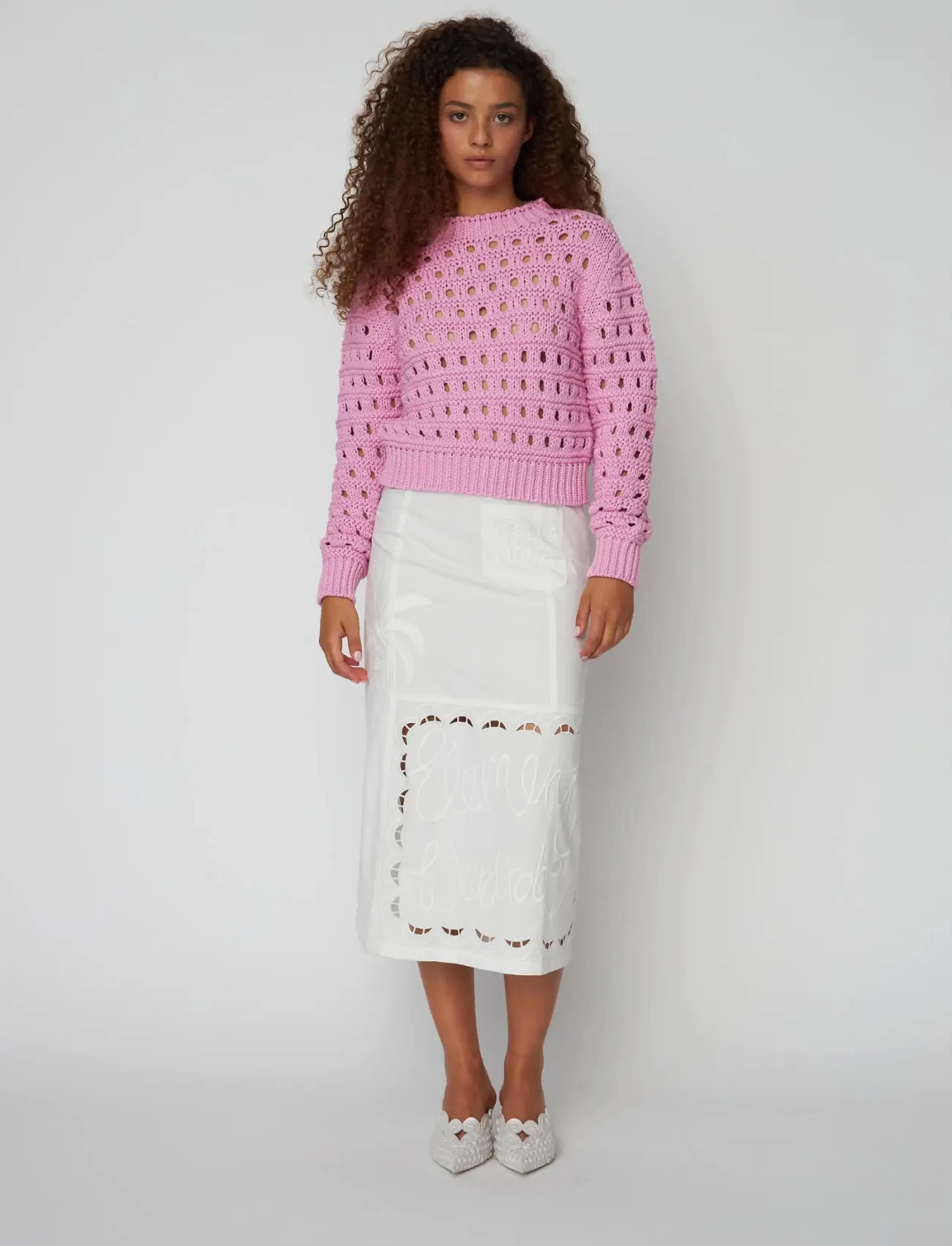 Stella Nova Cotton Stitch Sweater, L, Pink, Strik > Trøjer, Dame