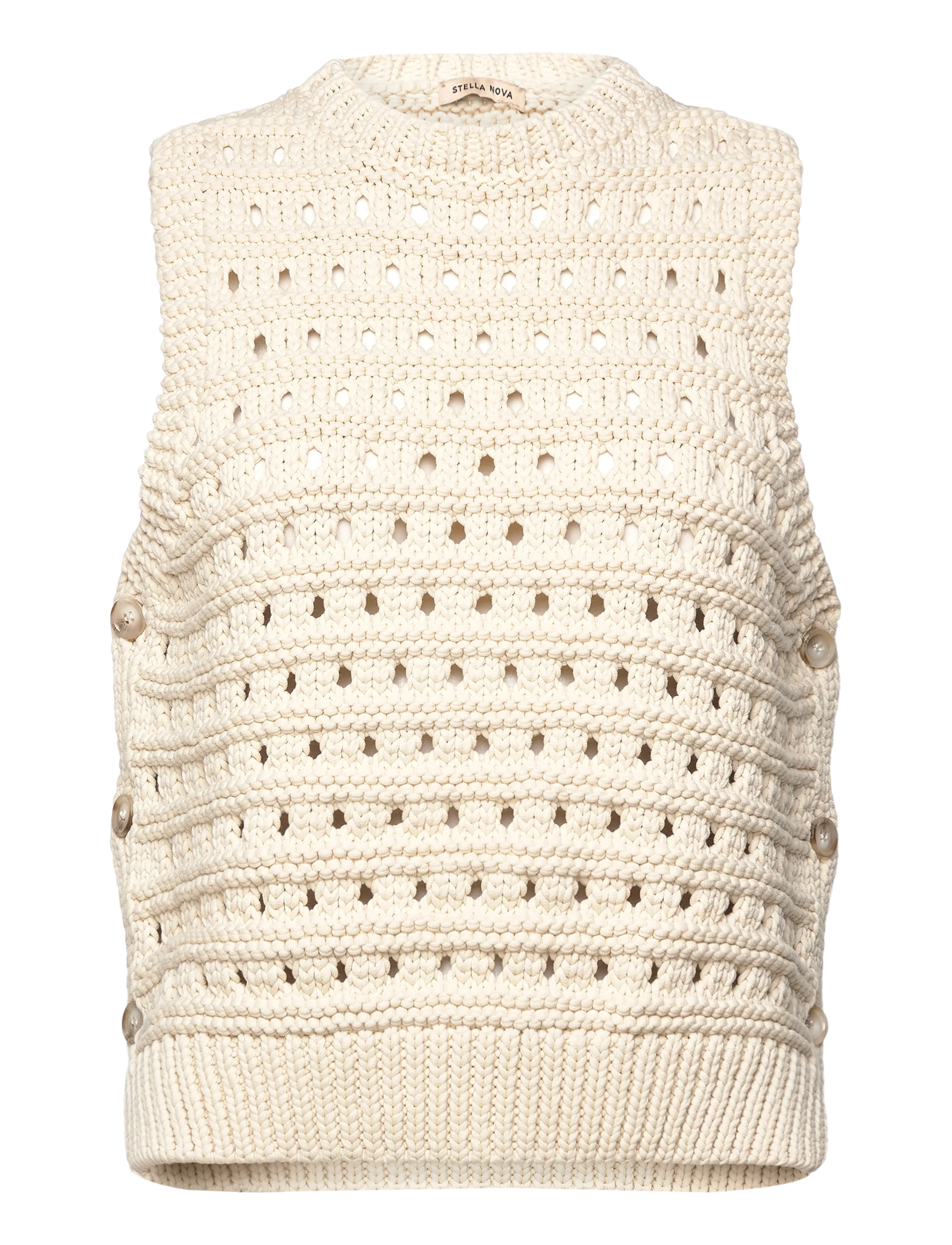STELLA NOVA Baumwolle Stitch Vest Cream - XS - Damen