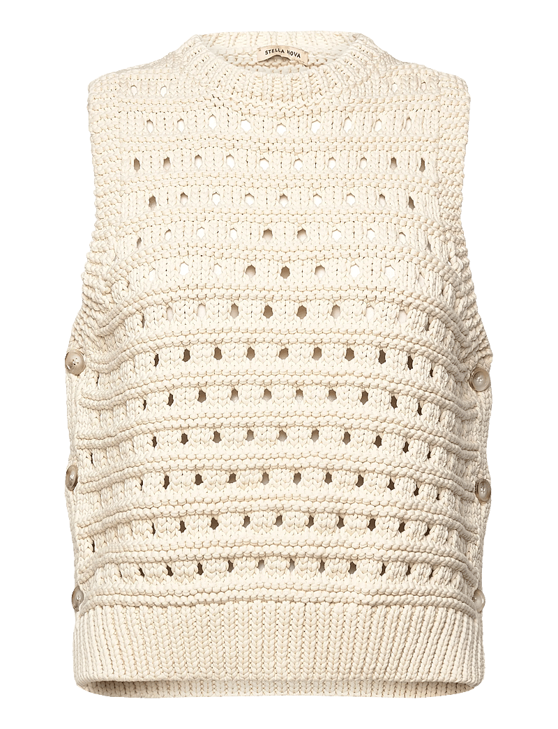 Stella Nova - Cotton Stitch Vest - strikveste - creme - 1