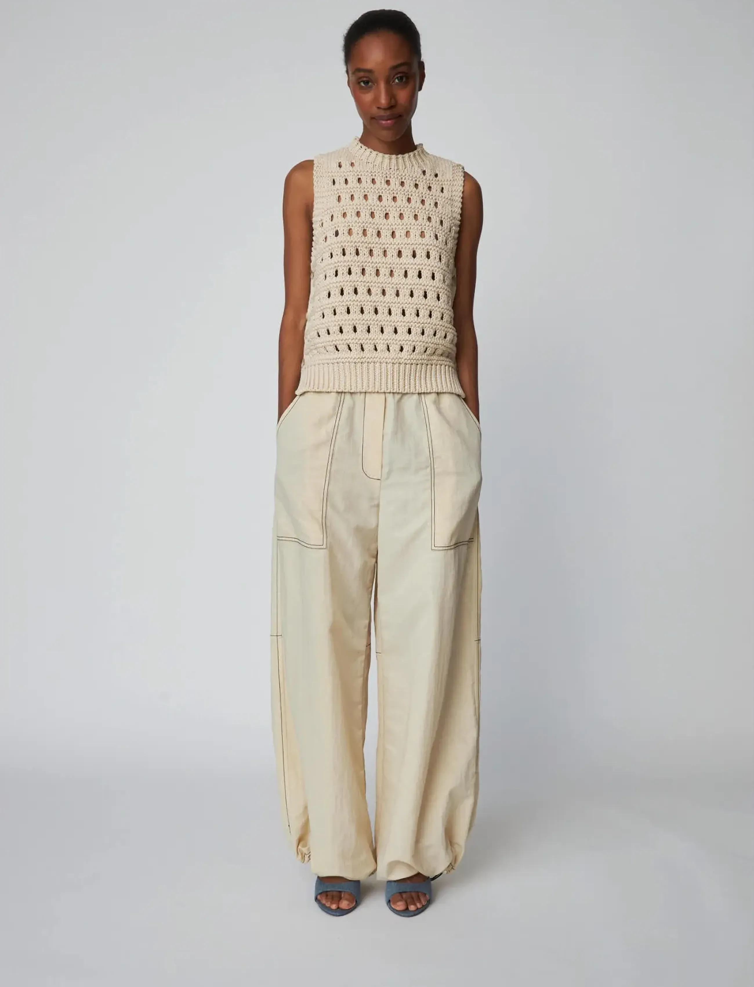 Stella Nova Cotton Stitch Vest, M, Cream, Veste > Strikkede Veste, Dame
