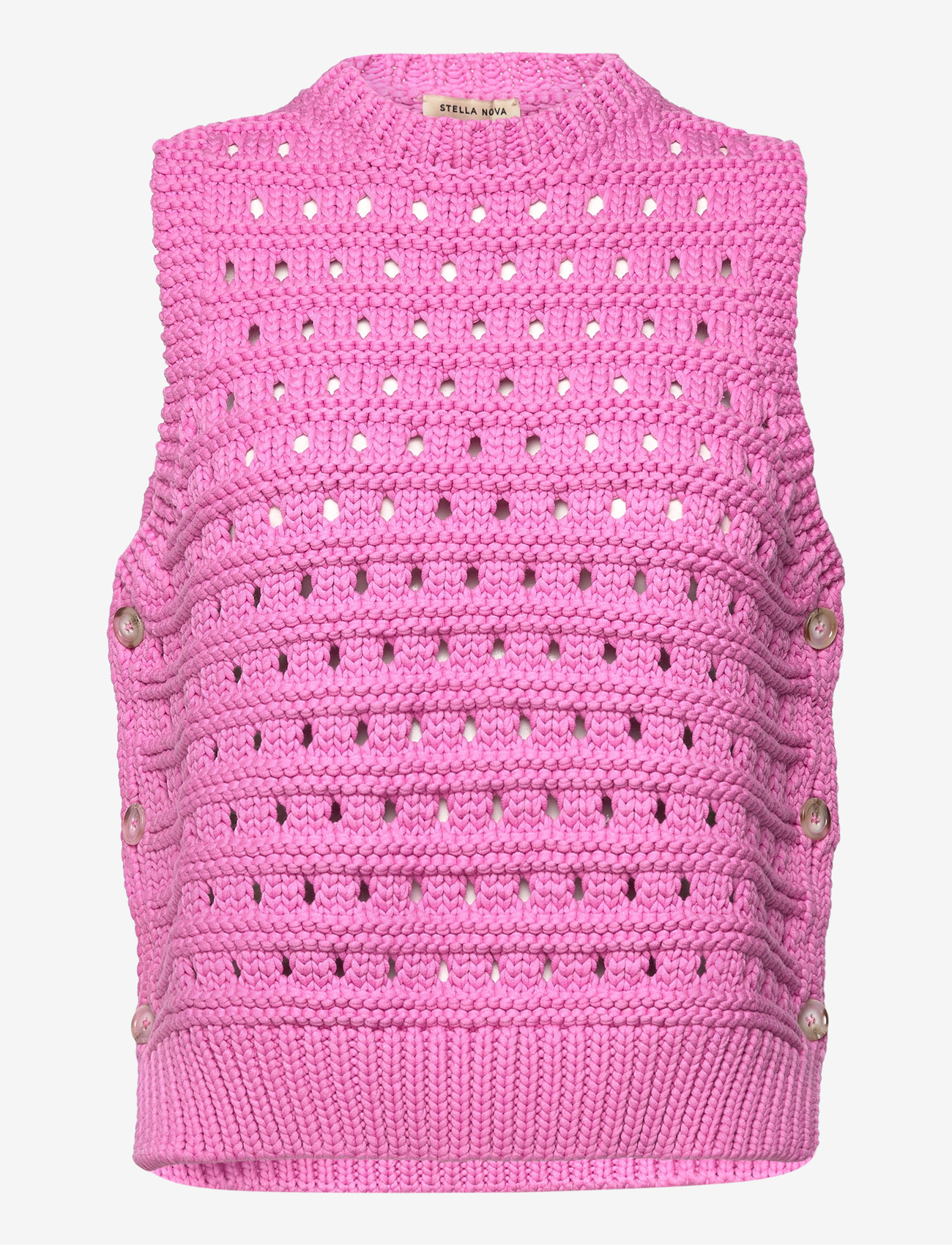 Stella Nova - Cotton Stitch Vest - knitted vests - pink - 1
