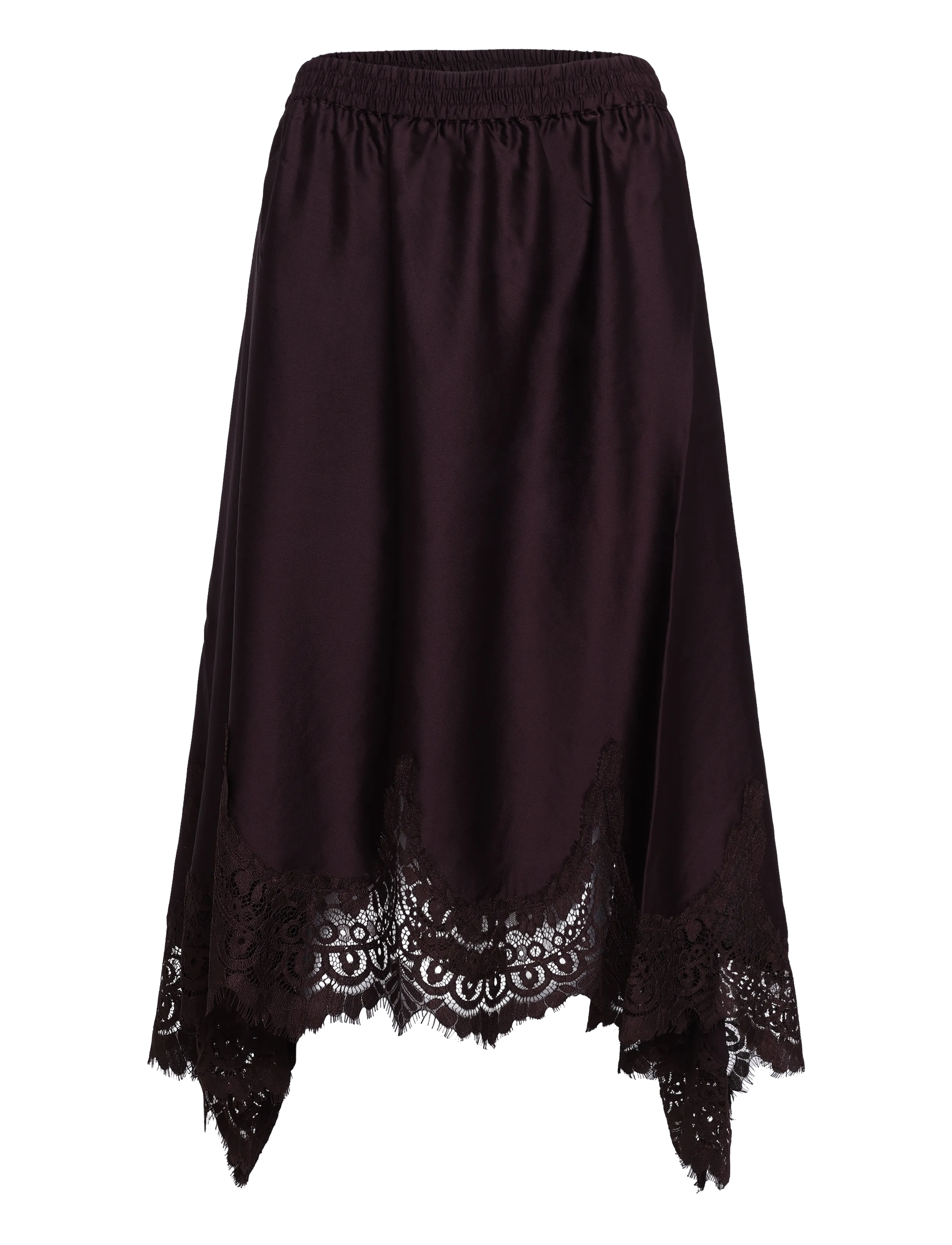 Stella Nova Asymetric Lace Trimmed Skirt - Stella Nova - DARK BROWN / brown