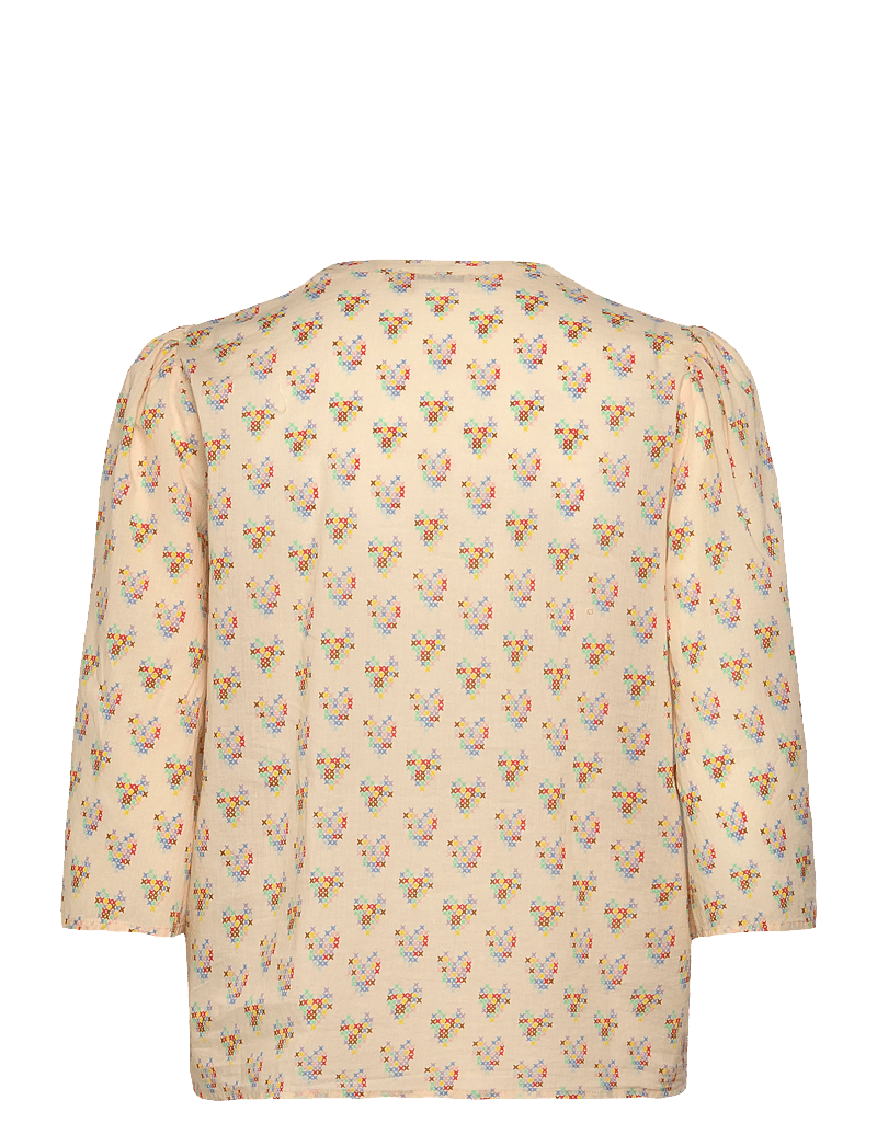 Stella Nova - Delicate Printed Cotton Shirt - lühikeste varrukatega pluusid - hearts - 2