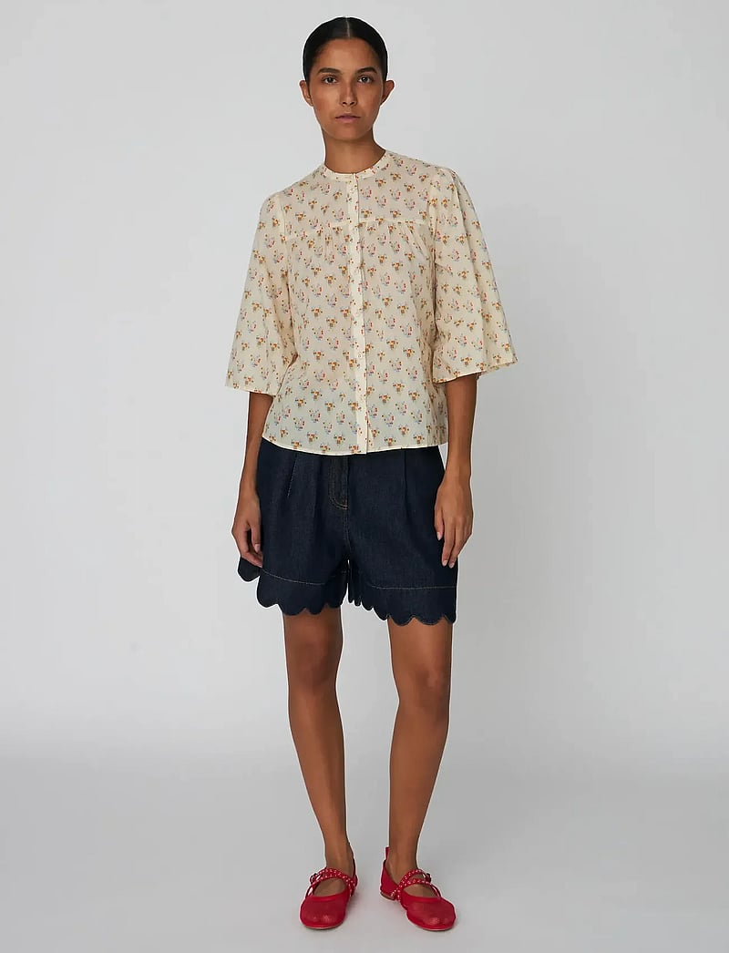 Stella Nova - Delicate Printed Cotton Shirt - lühikeste varrukatega pluusid - hearts - 0