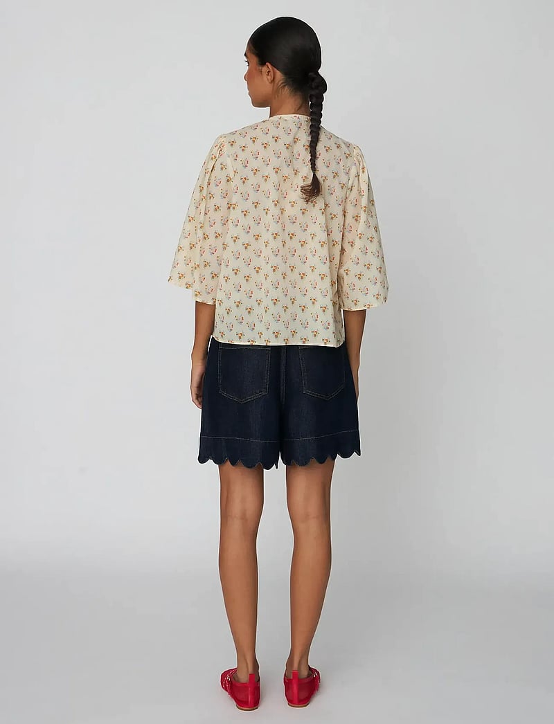 Stella Nova - Delicate Printed Cotton Shirt - lühikeste varrukatega pluusid - hearts - 3