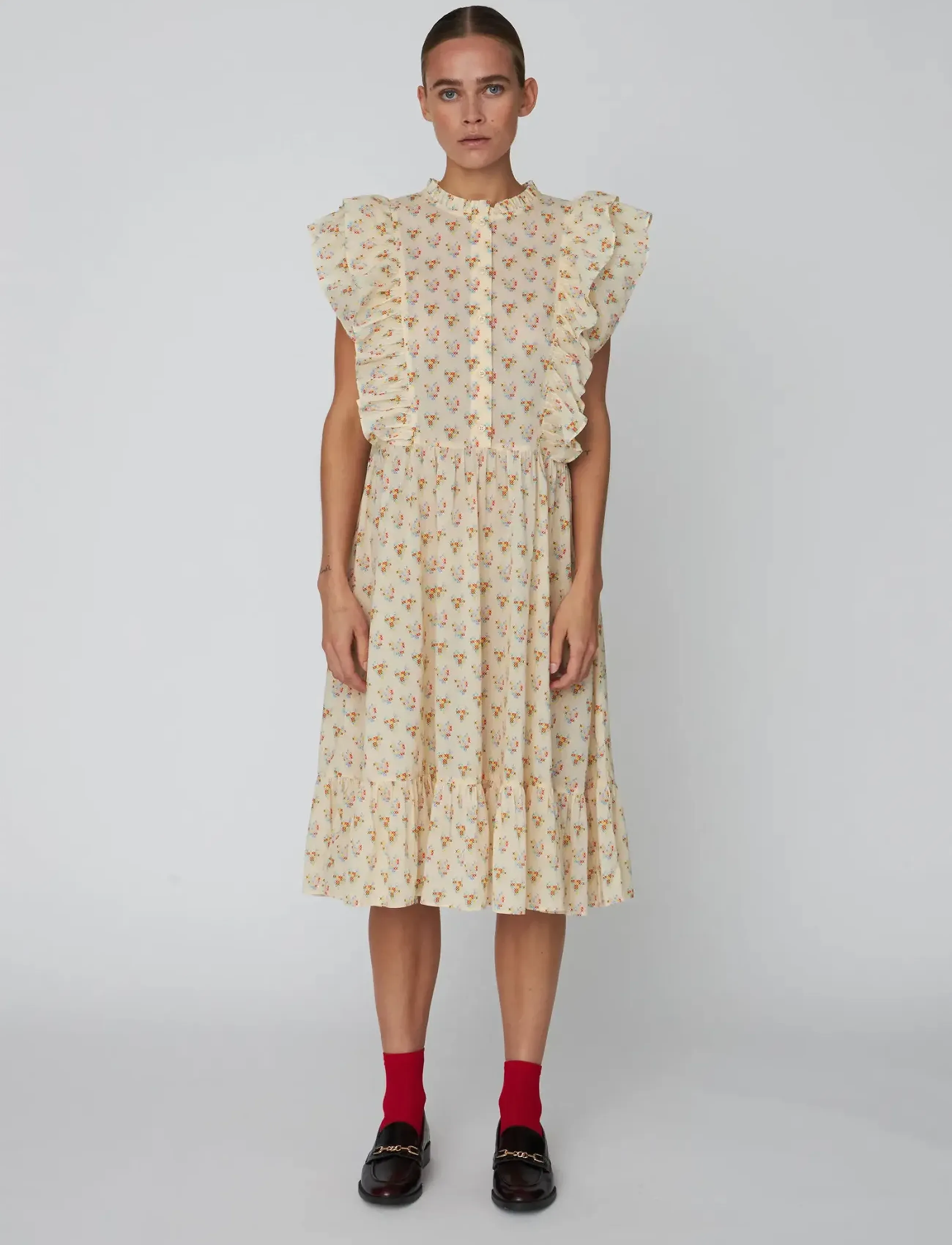 Delicate Printed Cotton Dress - HEARTS