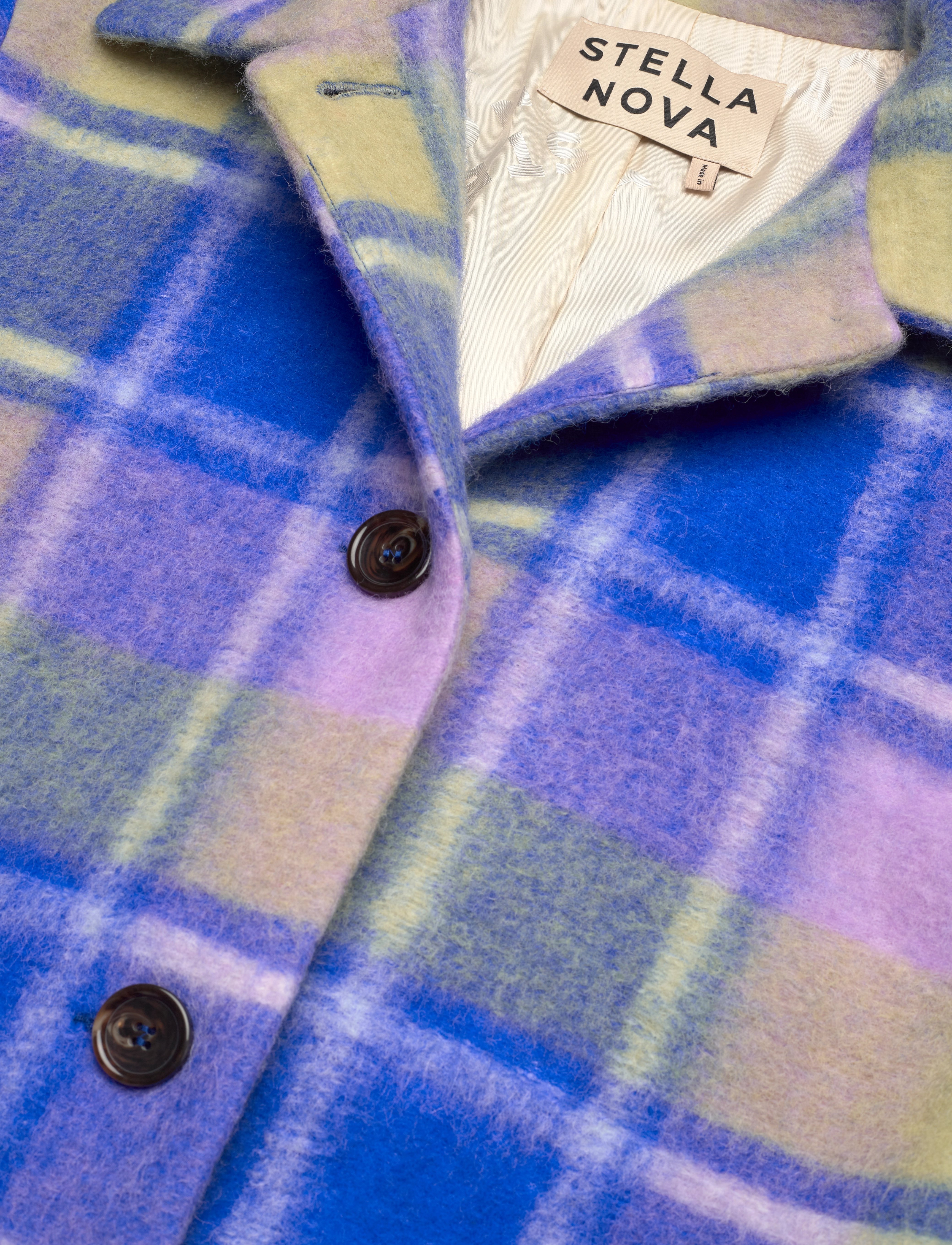 Stella Nova - Checkered wool coat - blue checks - 4