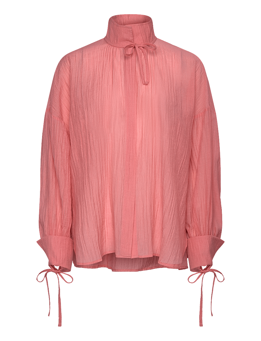 Stella Nova - Volume shirt with tiebow - långärmade blusar - kiss rose - 1