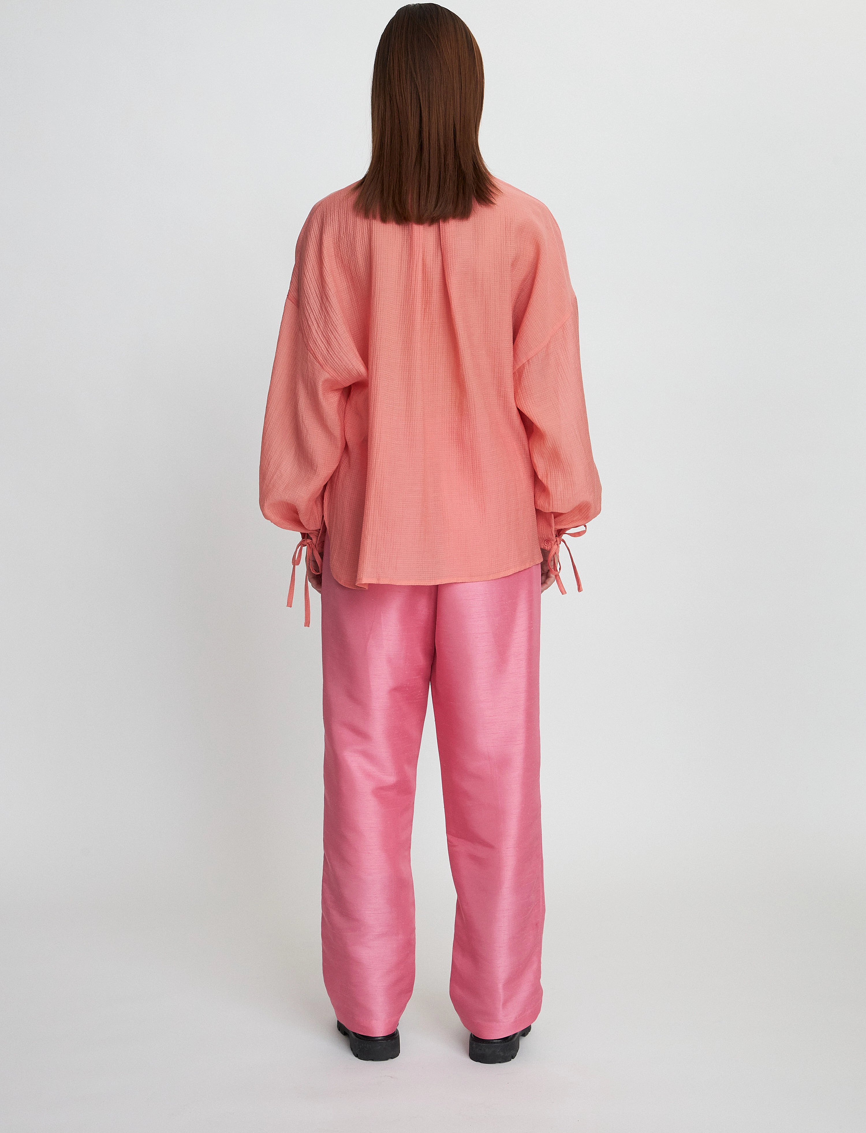 Stella Nova - Volume shirt with tiebow - långärmade blusar - kiss rose - 5