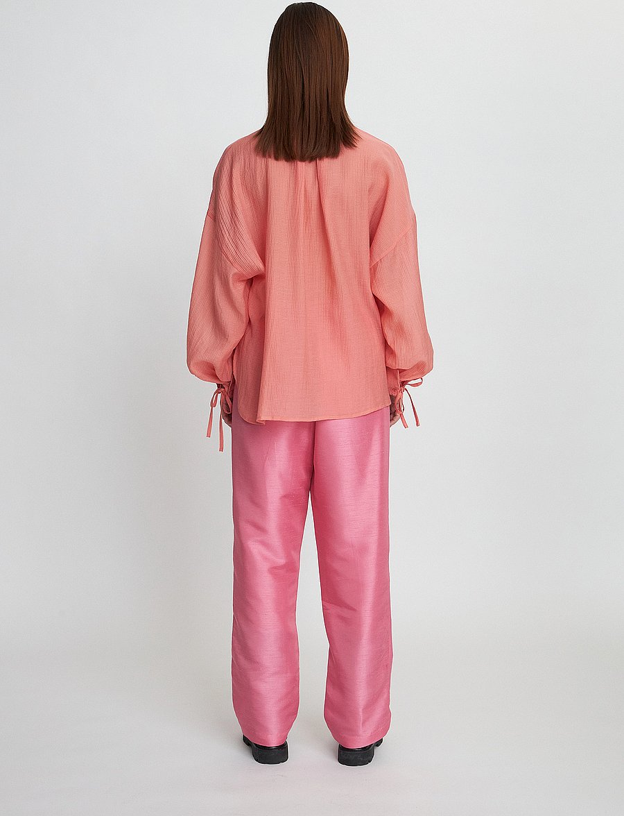 Stella Nova - Volume shirt with tiebow - långärmade blusar - kiss rose - 5