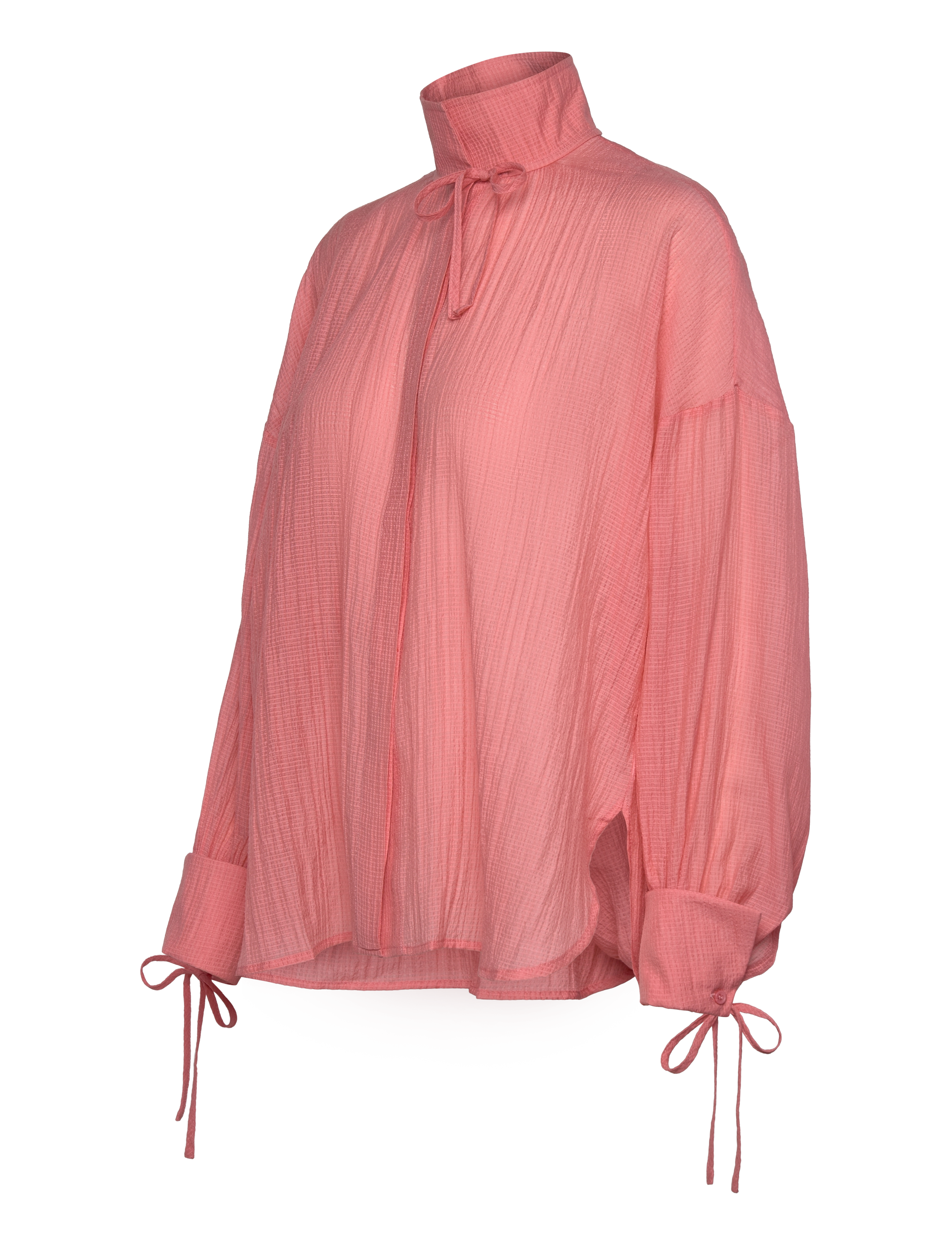 Stella Nova - Volume shirt with tiebow - långärmade blusar - kiss rose - 3