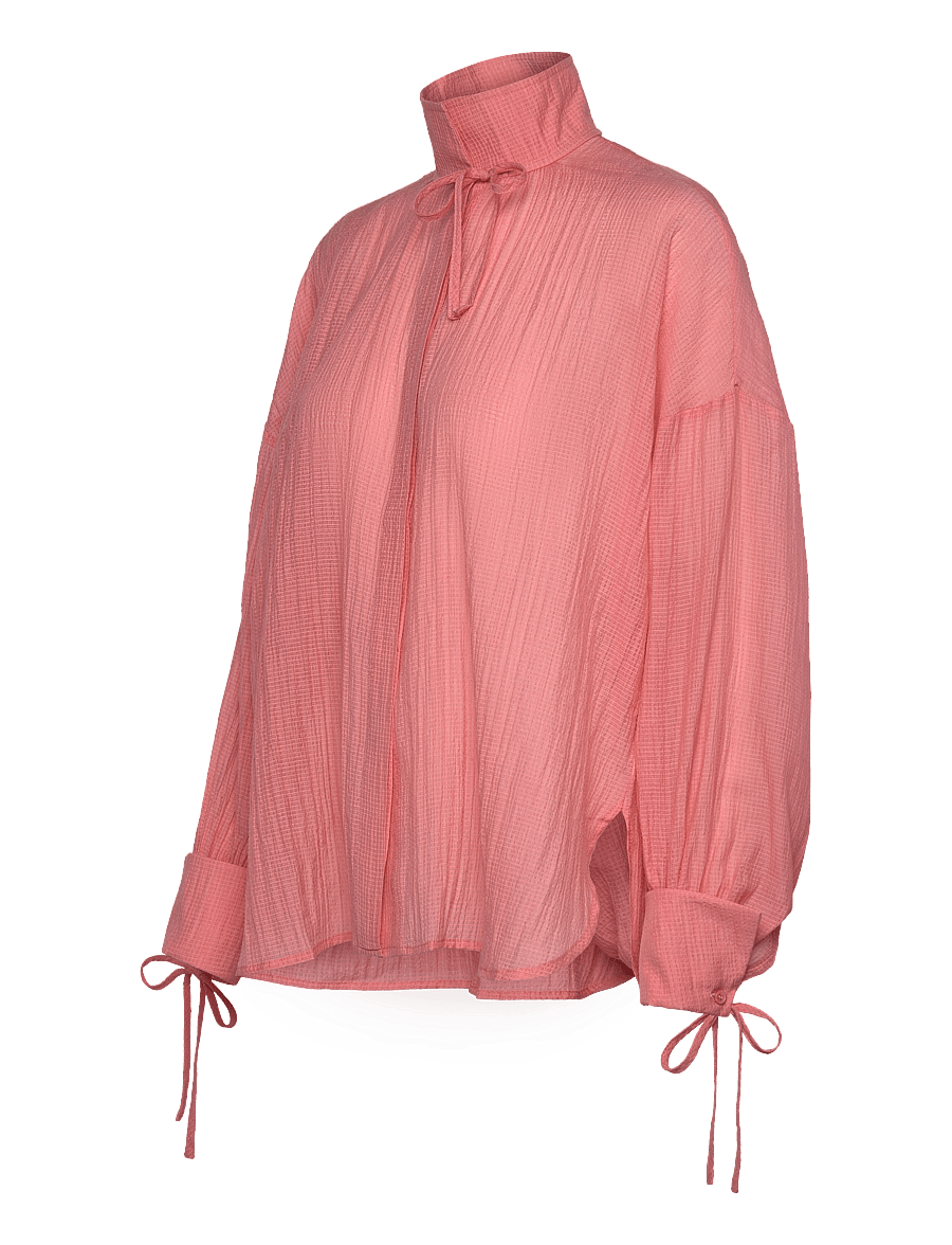 Stella Nova - Volume shirt with tiebow - långärmade blusar - kiss rose - 3