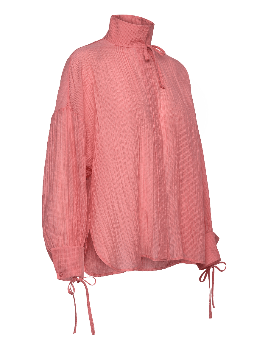 Stella Nova - Volume shirt with tiebow - långärmade blusar - kiss rose - 4