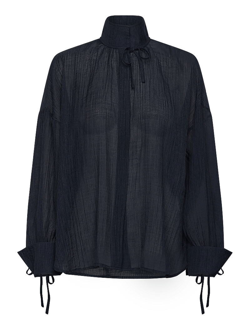 Stella Nova - Volume shirt with tiebow - långärmade blusar - navy - 0