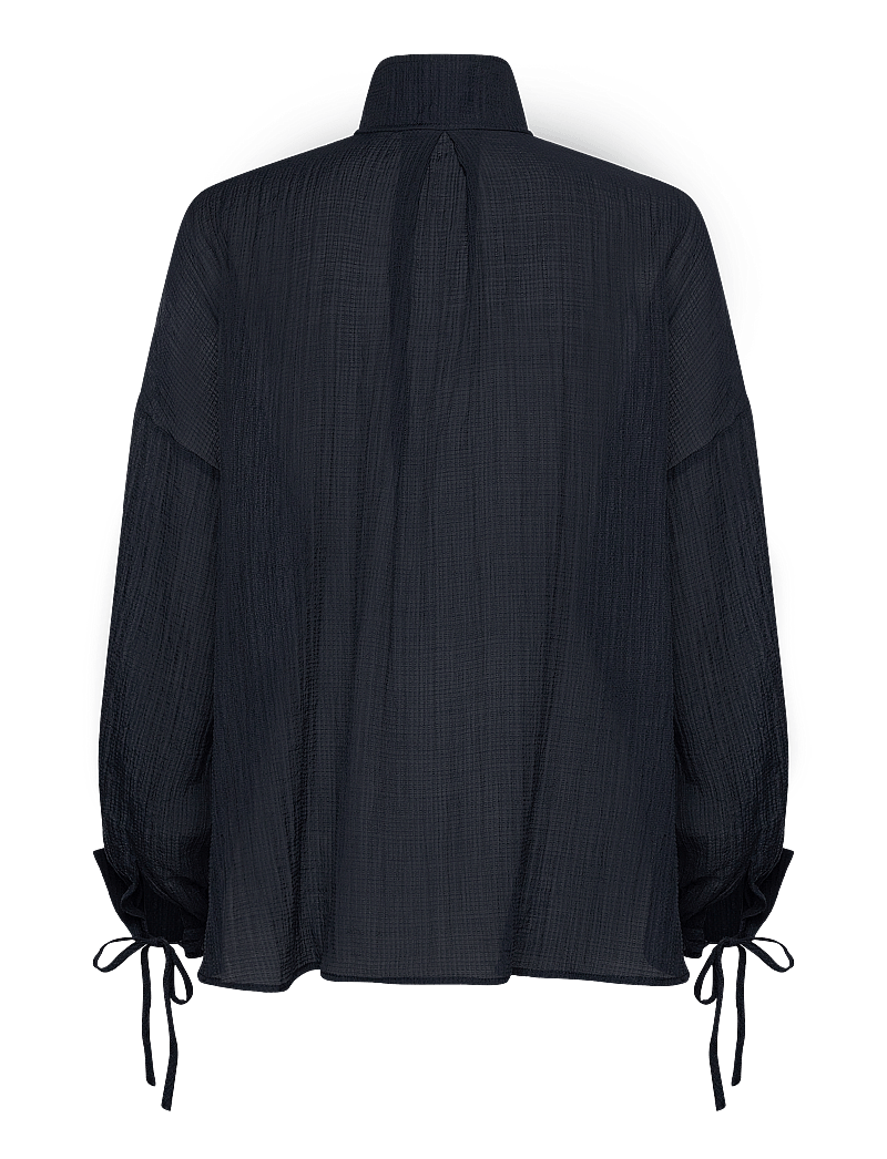 Stella Nova - Volume shirt with tiebow - långärmade blusar - navy - 1