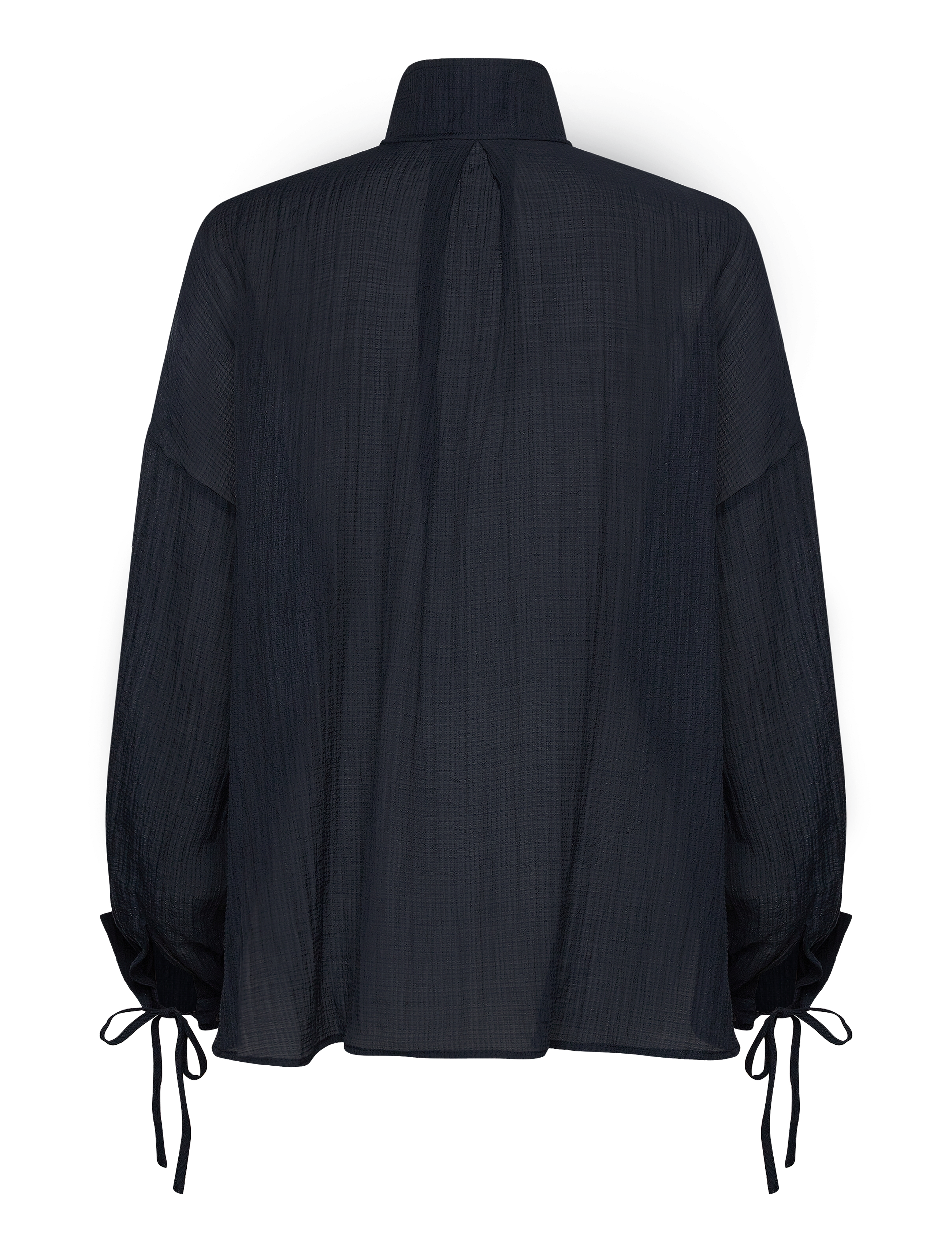 Stella Nova - Volume shirt with tiebow - langærmede bluser - navy - 1
