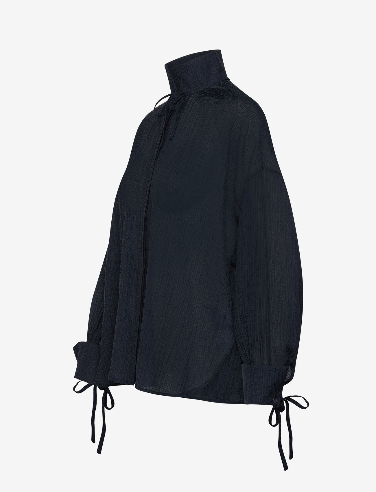 Stella Nova - Volume shirt with tiebow - långärmade blusar - navy - 2