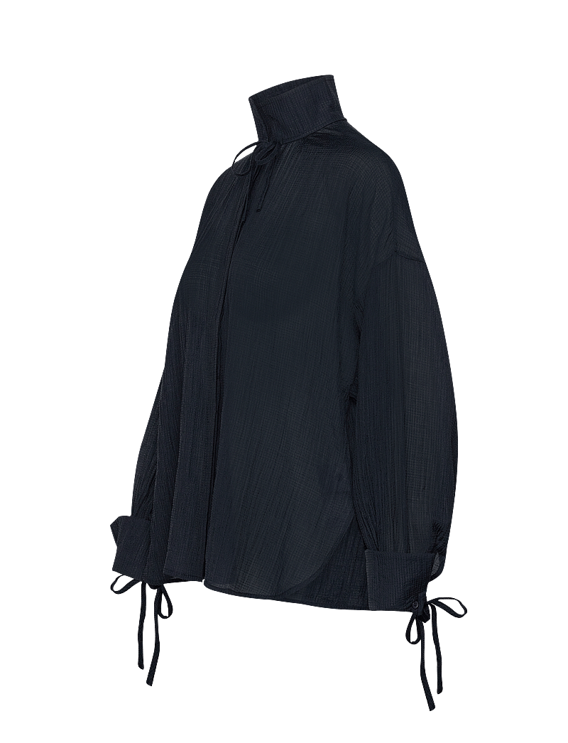 Stella Nova - Volume shirt with tiebow - långärmade blusar - navy - 2