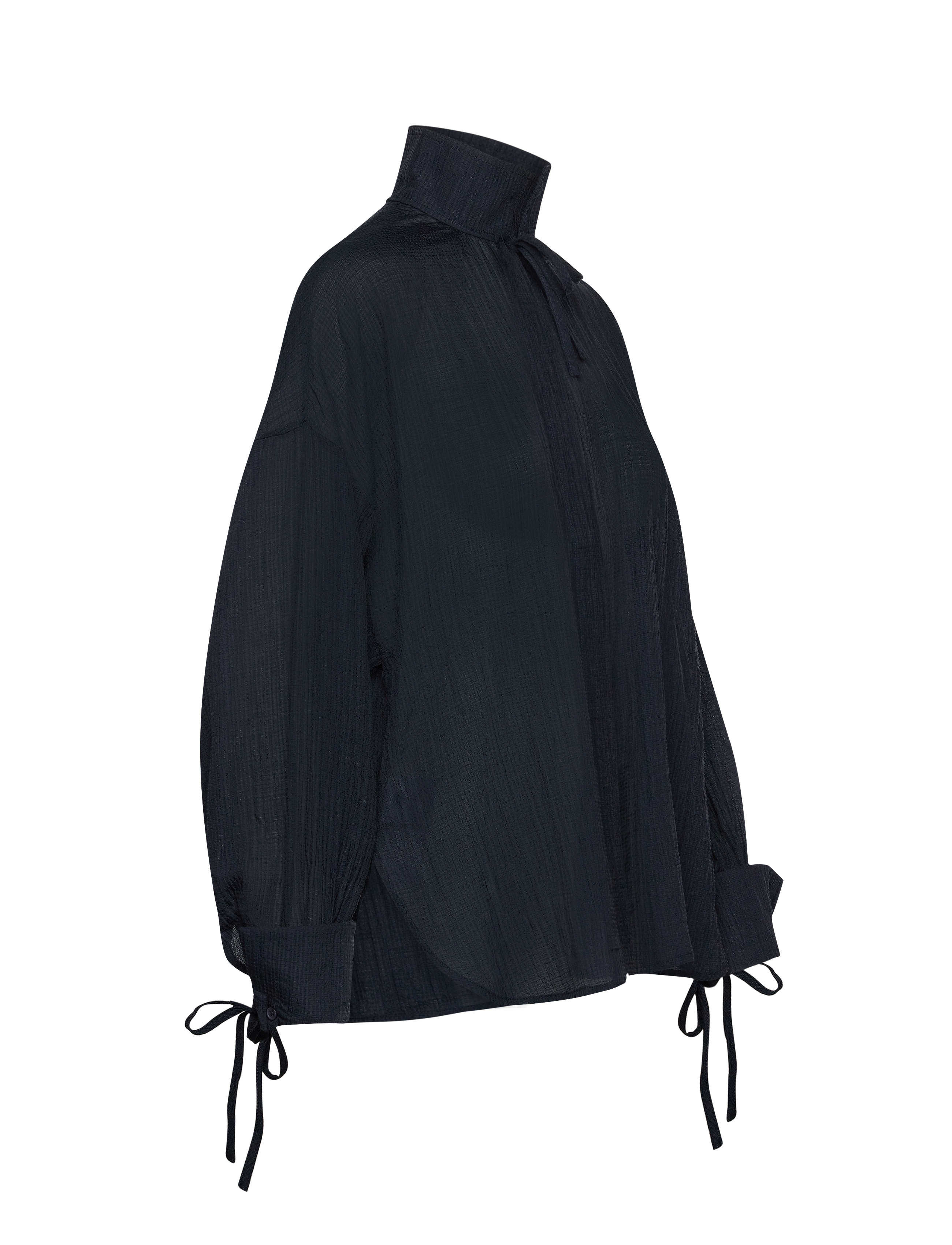 Stella Nova - Volume shirt with tiebow - langærmede bluser - navy - 3