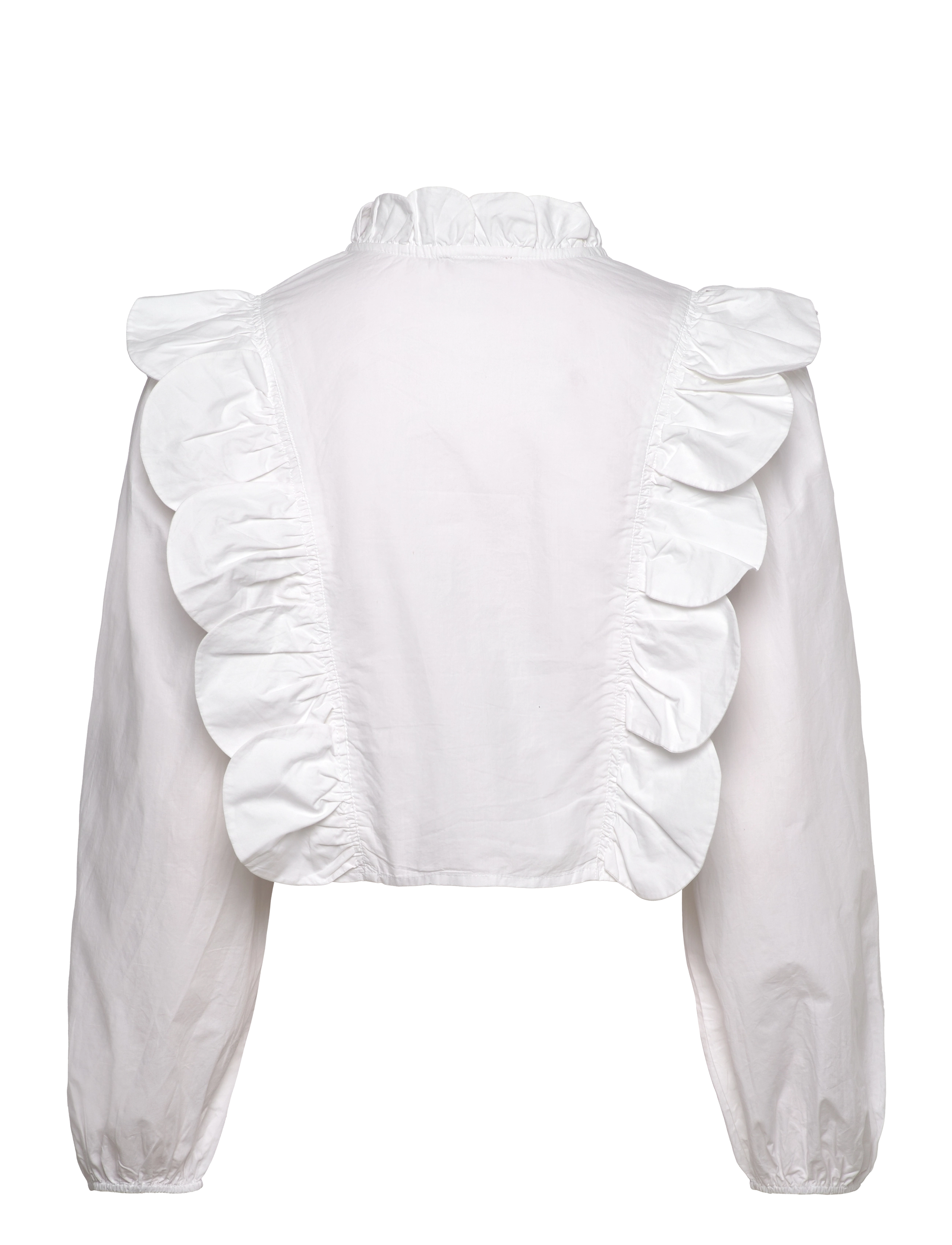 Stella Nova - Blouse with scallops and embroideri - white - 1