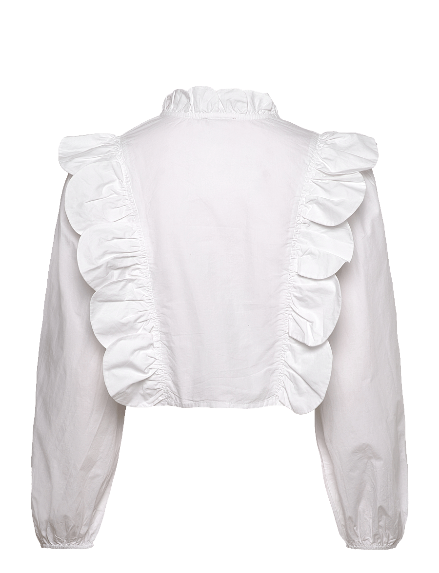 Stella Nova - Blouse with scallops and embroideri - white - 1