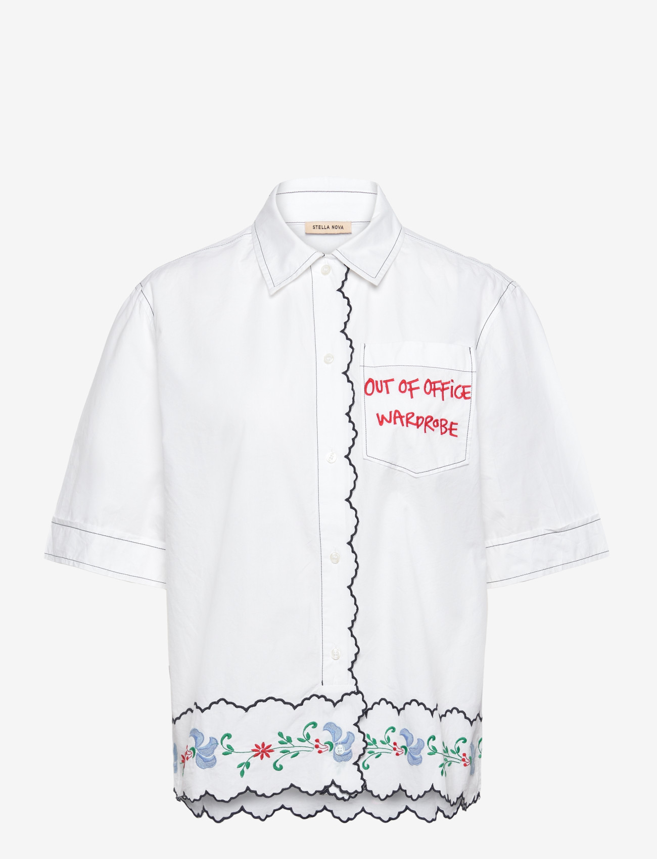 Stella Nova - Coloured Embroidered Oversized Shir - krekli ar īsām piedurknēm - off white - 0